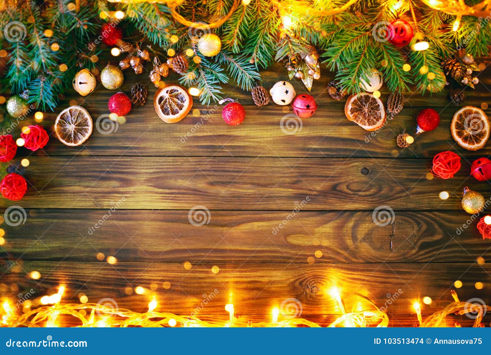 Christmas Winter Background, a Table Decorated with Fir Branches and ...