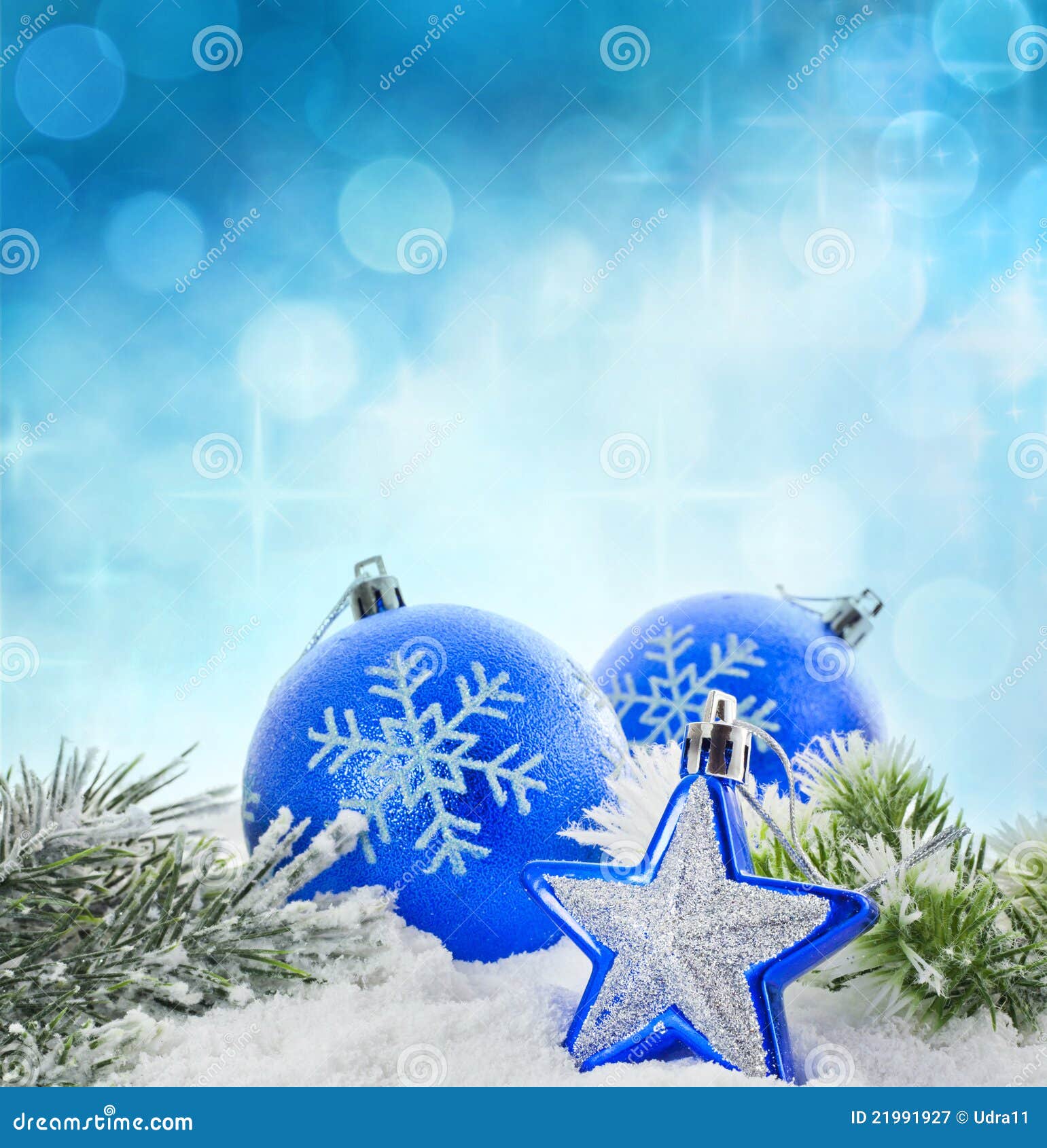 Christmas Winter Blue Baubles Card Stock Image - Image of composition ...