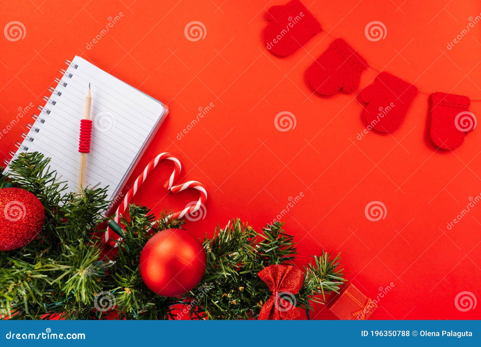 Christmas Wish List Greeting Card. Christmas Composition Stock Photo