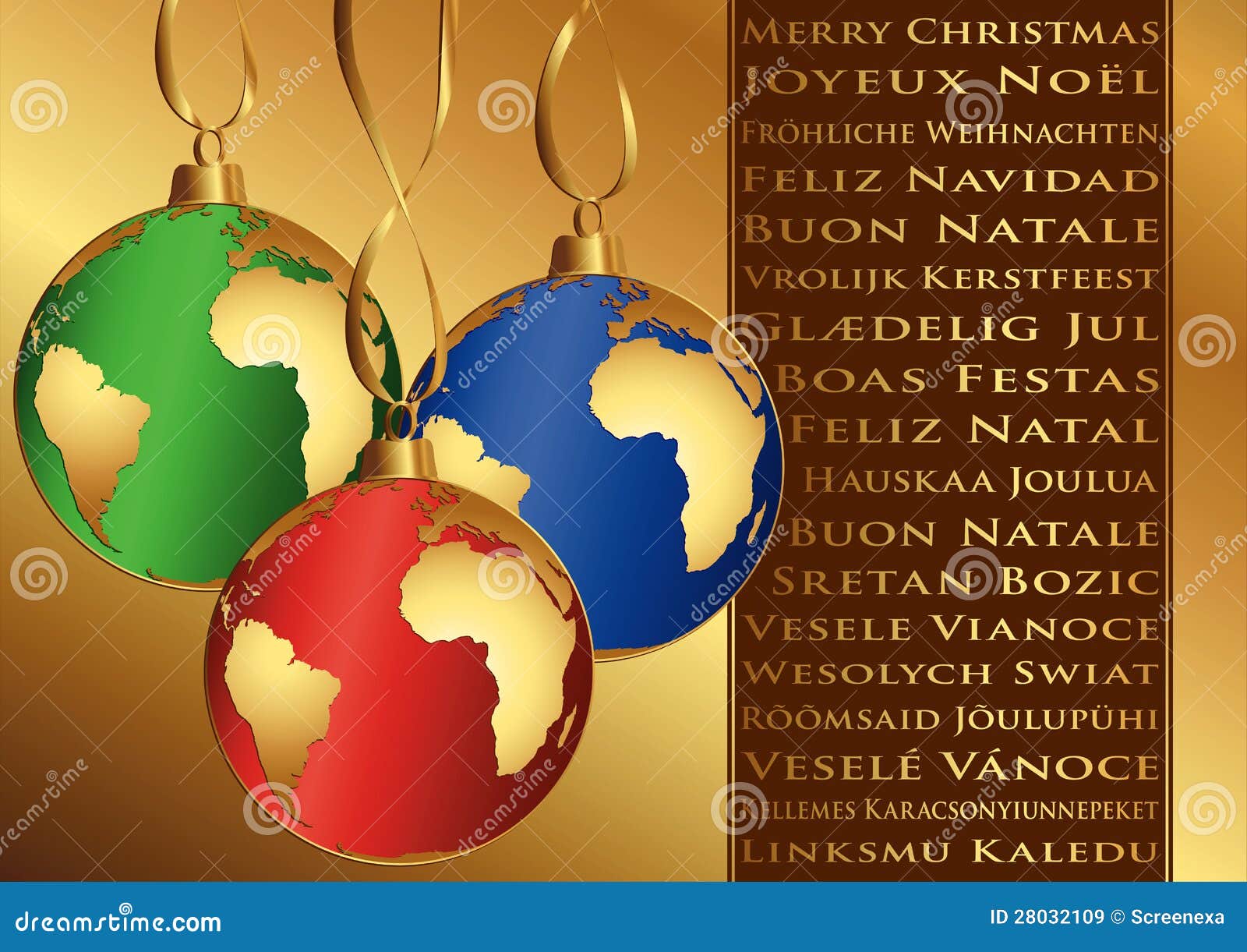 Christmas Wishes In Different Languages Stock Vector 