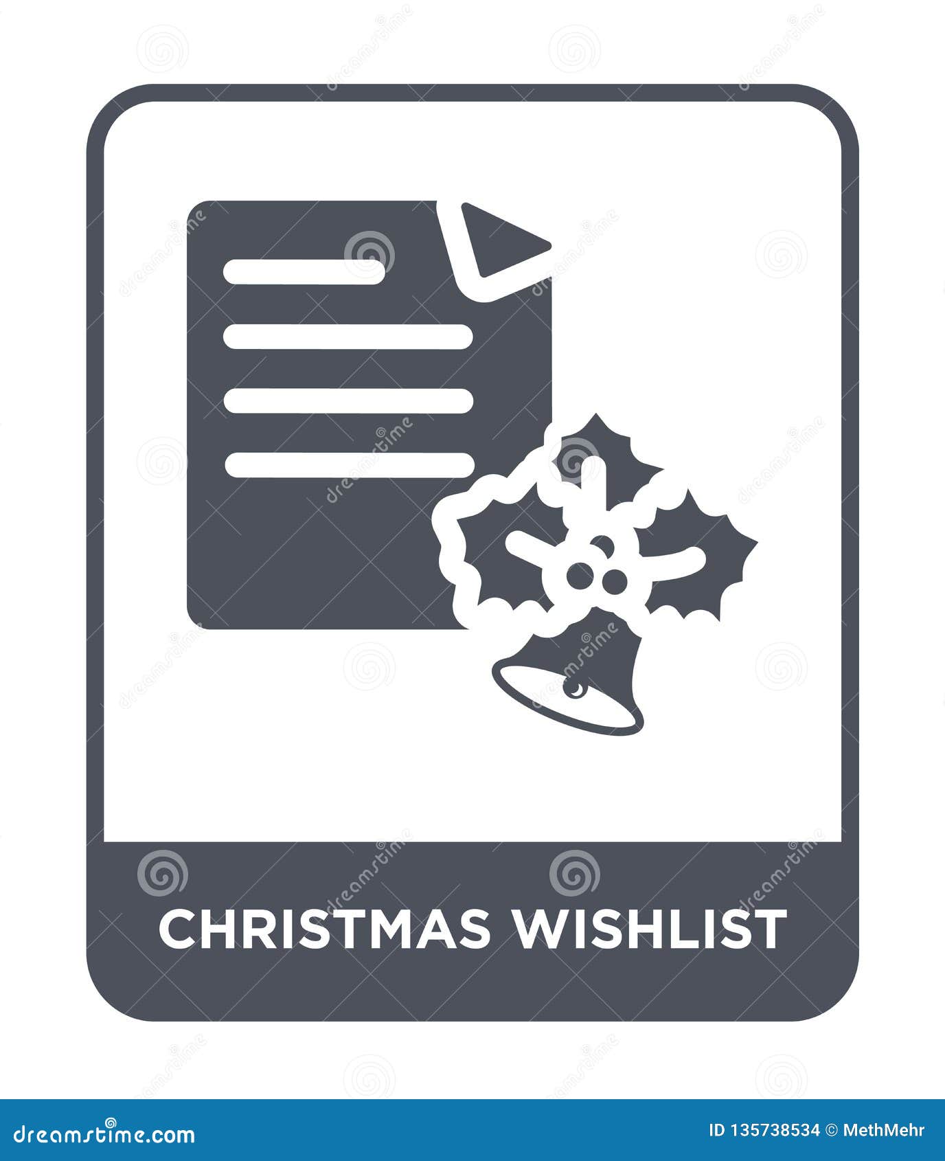 Christmas Wishlist Icon in Trendy Design Style. Christmas Wishlist Icon