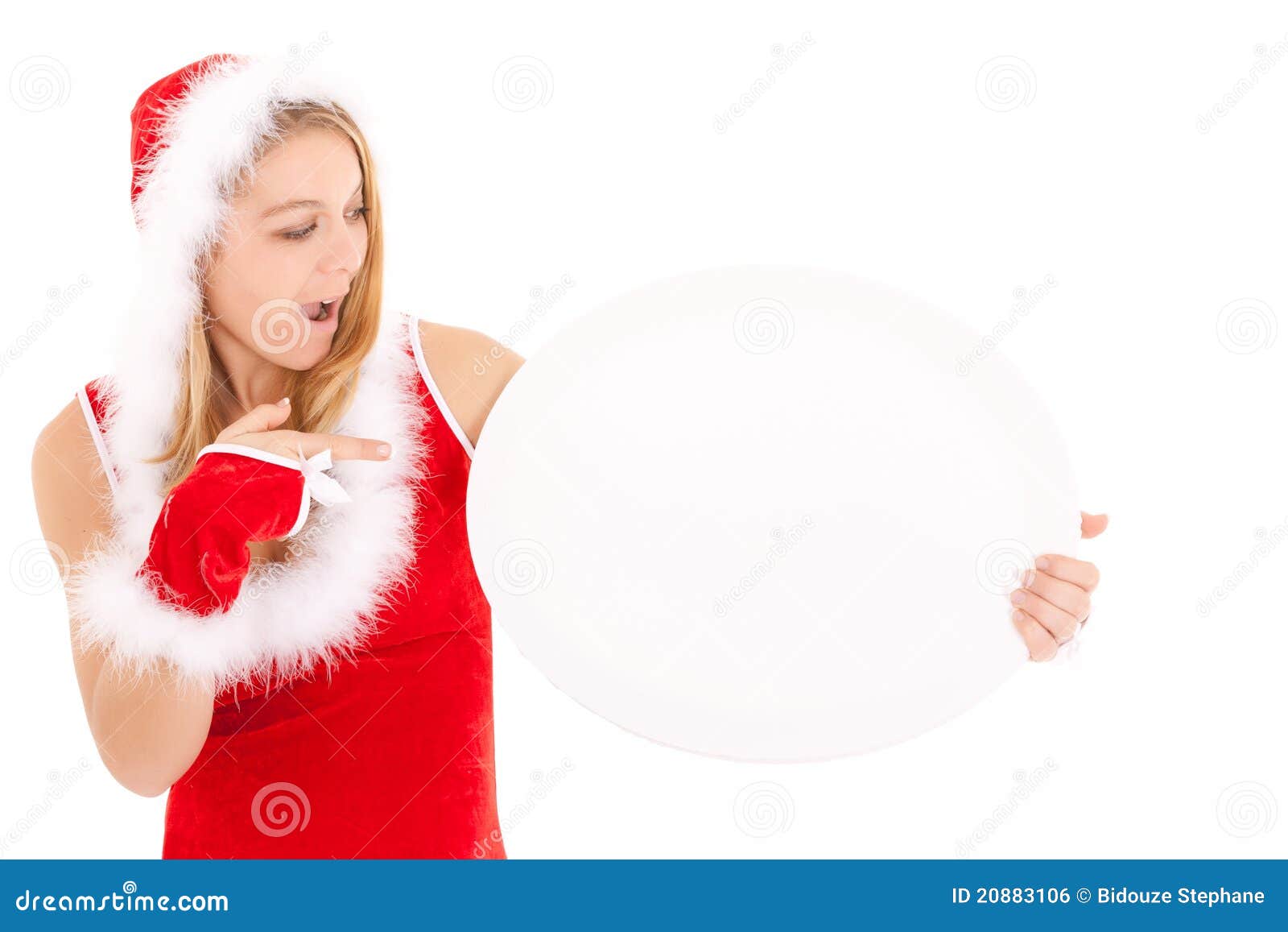 christmas woman showing advert