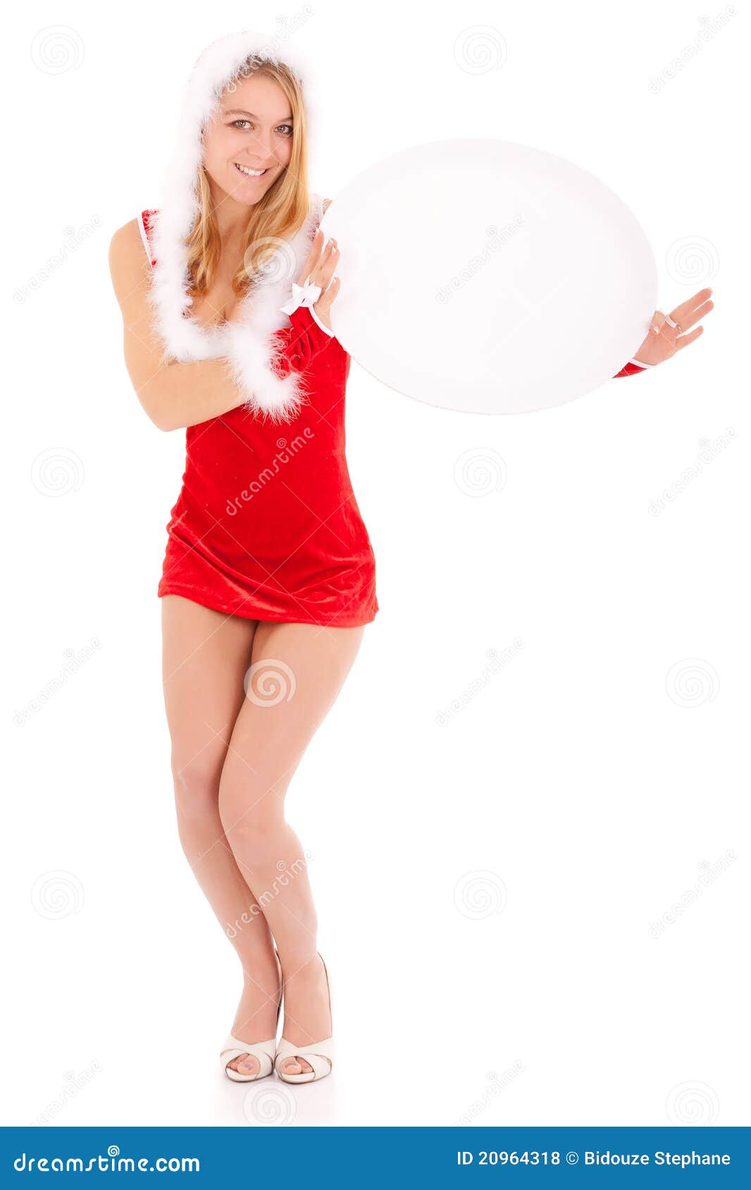christmas woman showing advert
