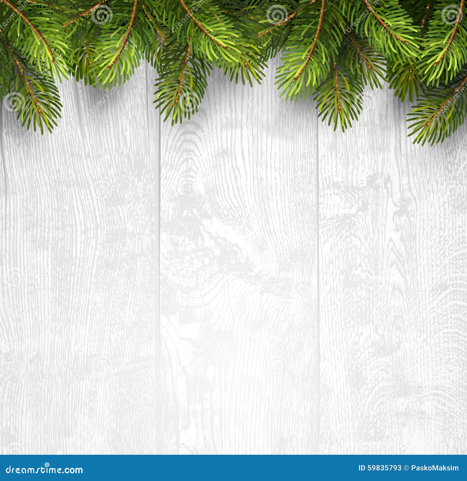 Christmas Wooden Background with Fir Branches Stock Vector ...