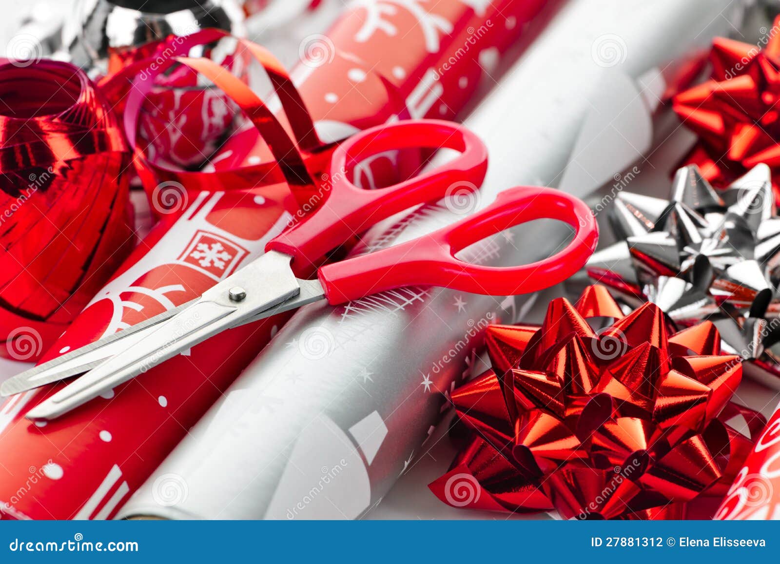 Christmas Wrapping Paper Rolls Stock Photo - Image of festivity