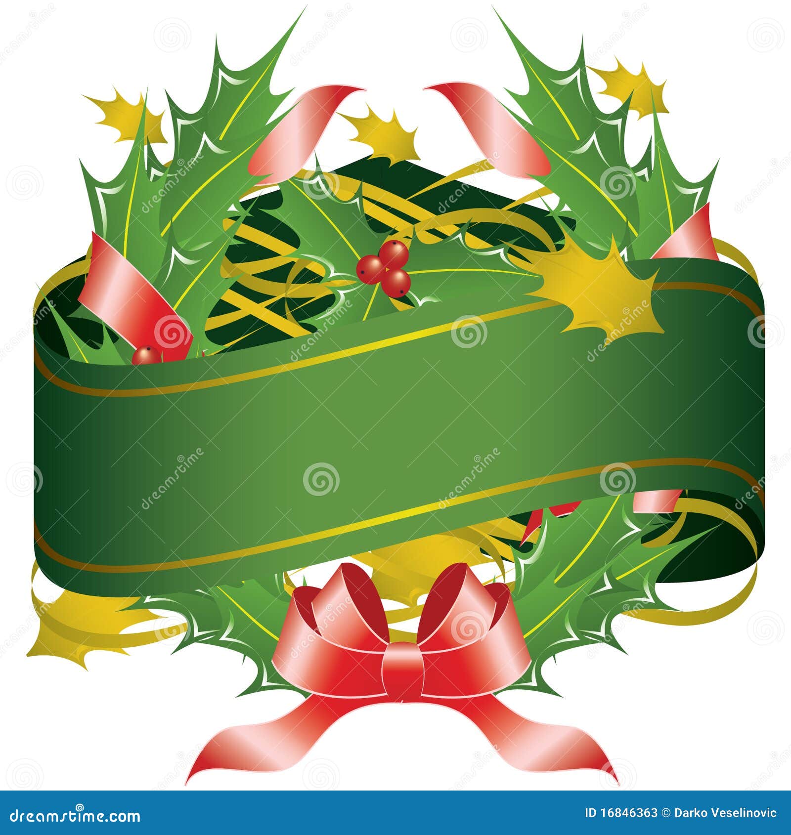 Christmas Wreath Banner stock vector. Illustration of leaf - 16846363
