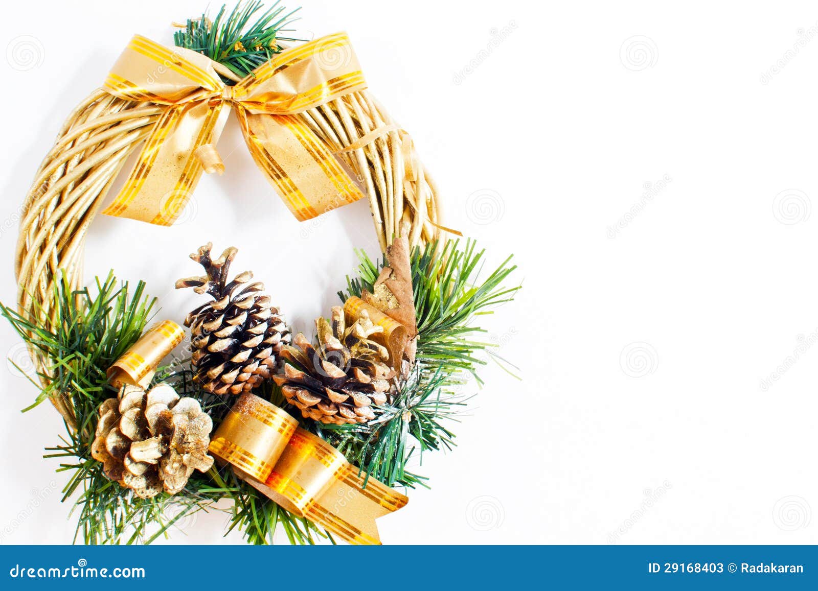 Christmas Wreath with Golden Ribbon Stock Image Image of decoration