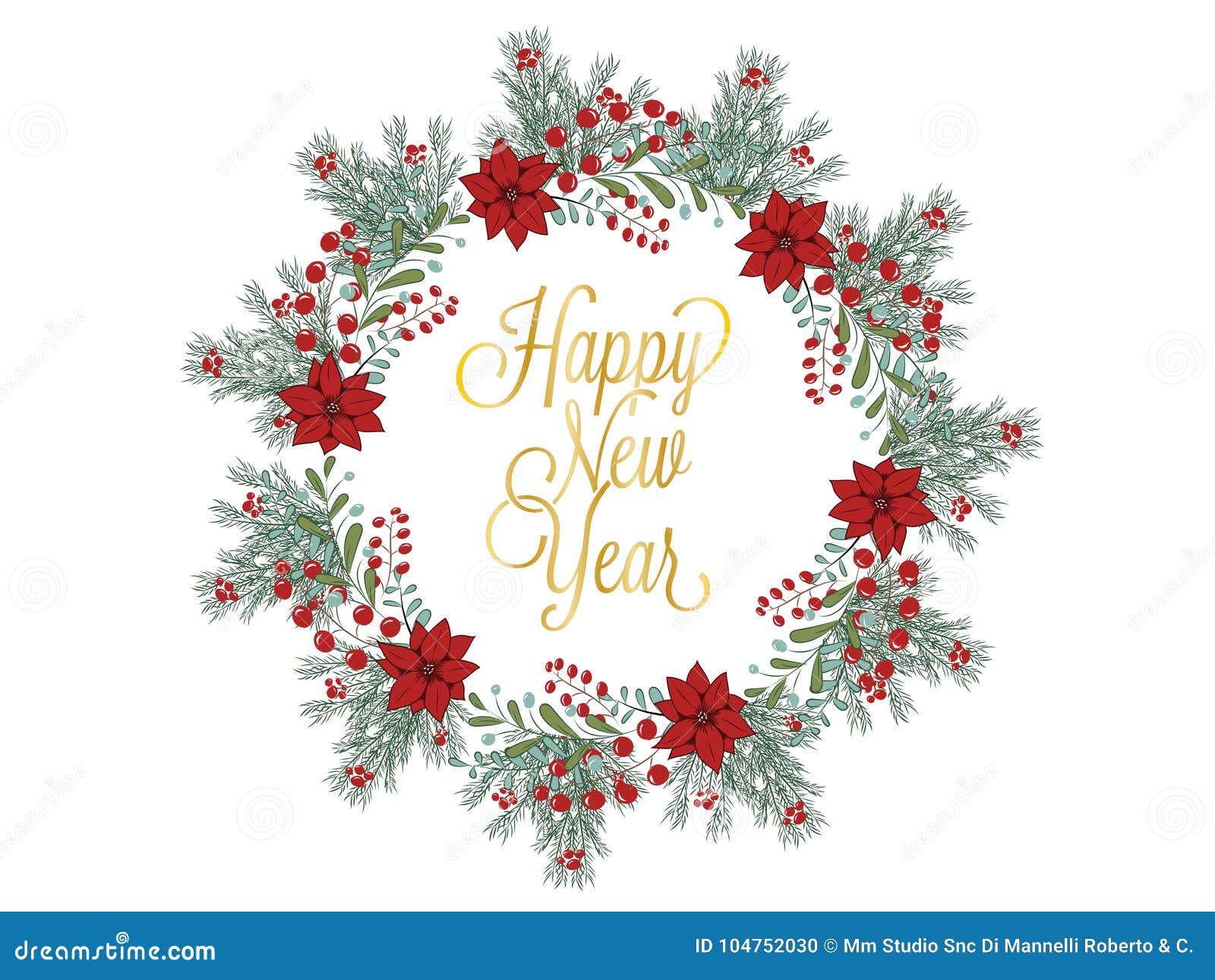 Download Christmas Wreath Hand Drawn Illustration For Greeting Cards Isolated White Stock Vector Illustration