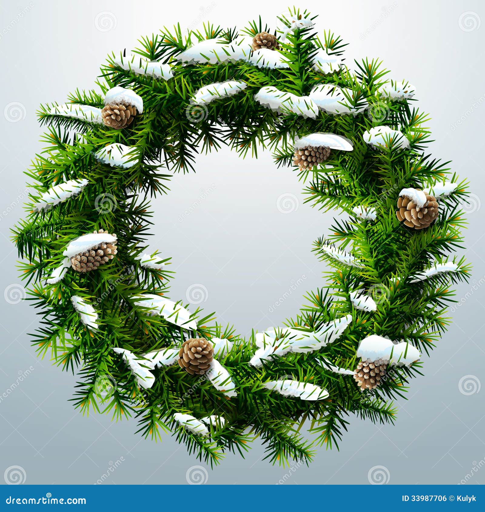 Christmas Wreath With Pinecones And Snow Royalty Free 