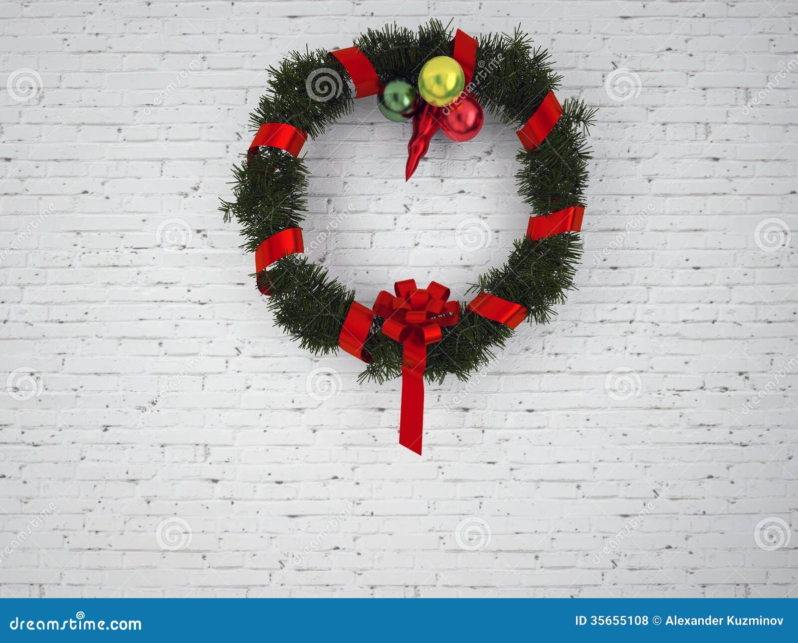 Christmas Wreath with Red Bow Stock Photo Image of chaplet, needle