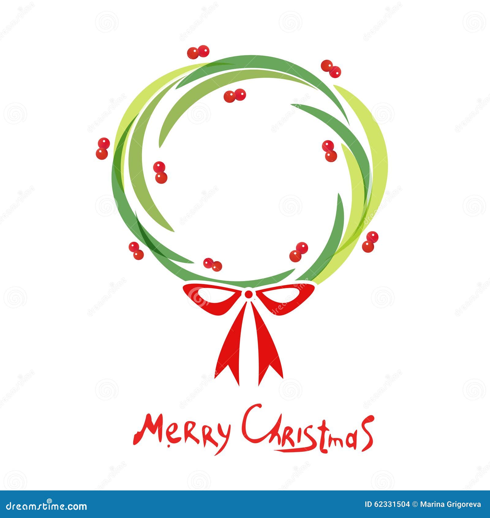 Christmas Wreath with Red Bow Stock Vector Illustration of leaf