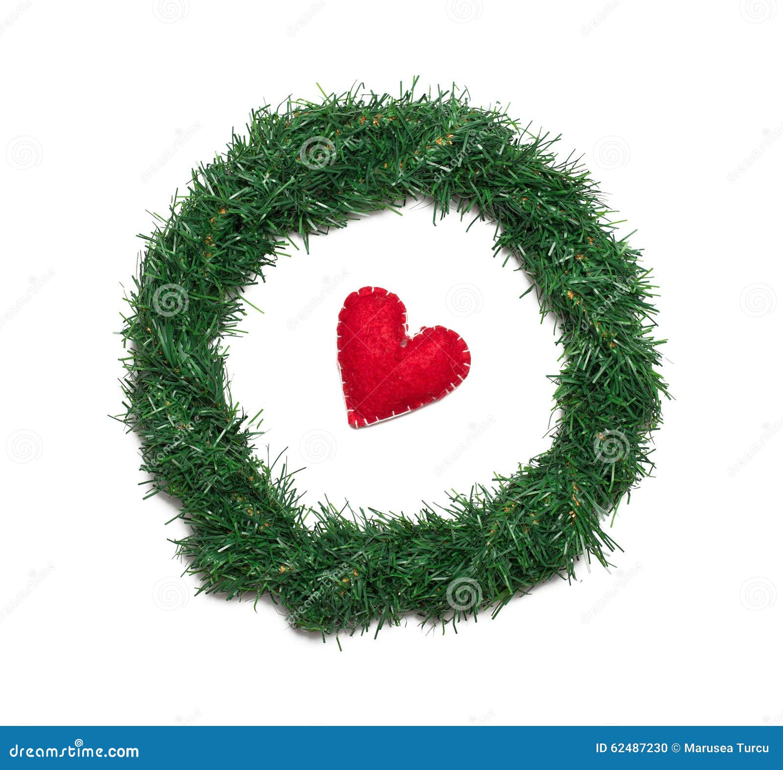 Christmas Wreath with Red Heart Stock Photo Image of berry, christmas
