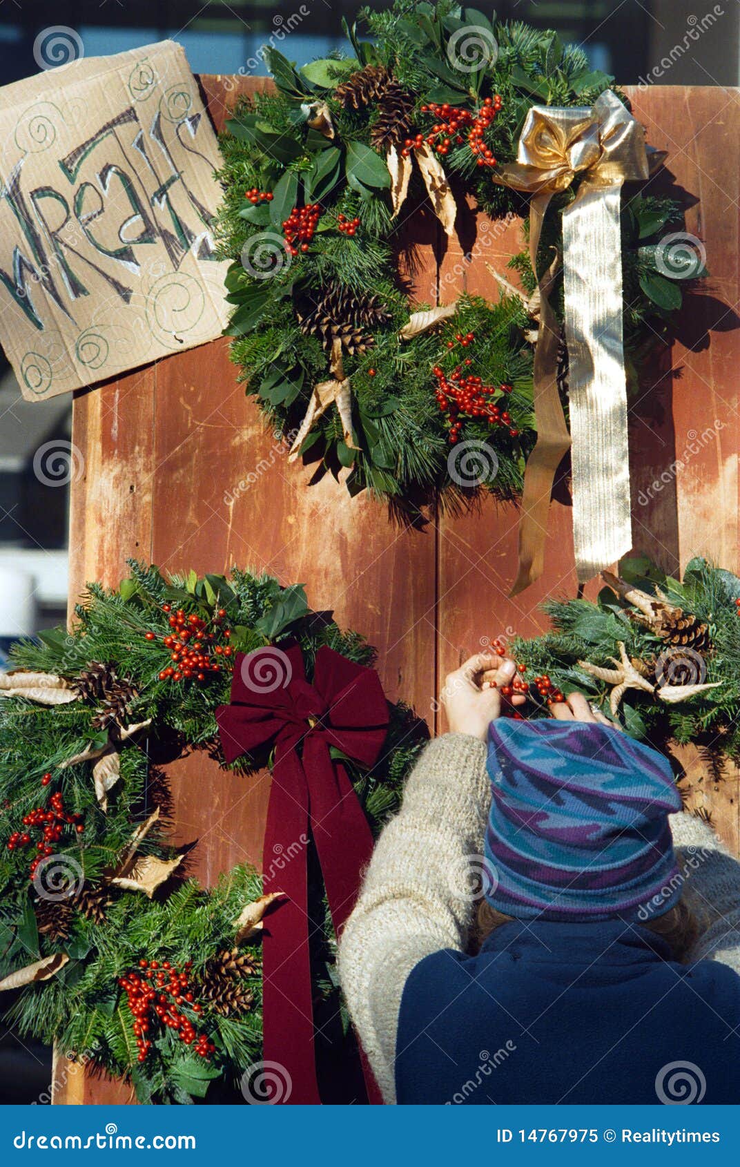 Christmas Wreath Sale editorial image. Image of boughs 14767975