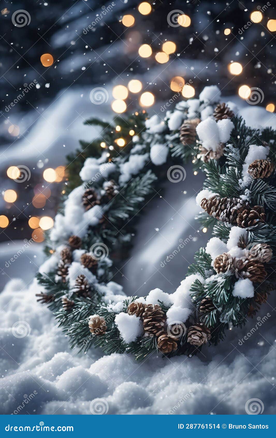 Christmas Wreath With Snow 