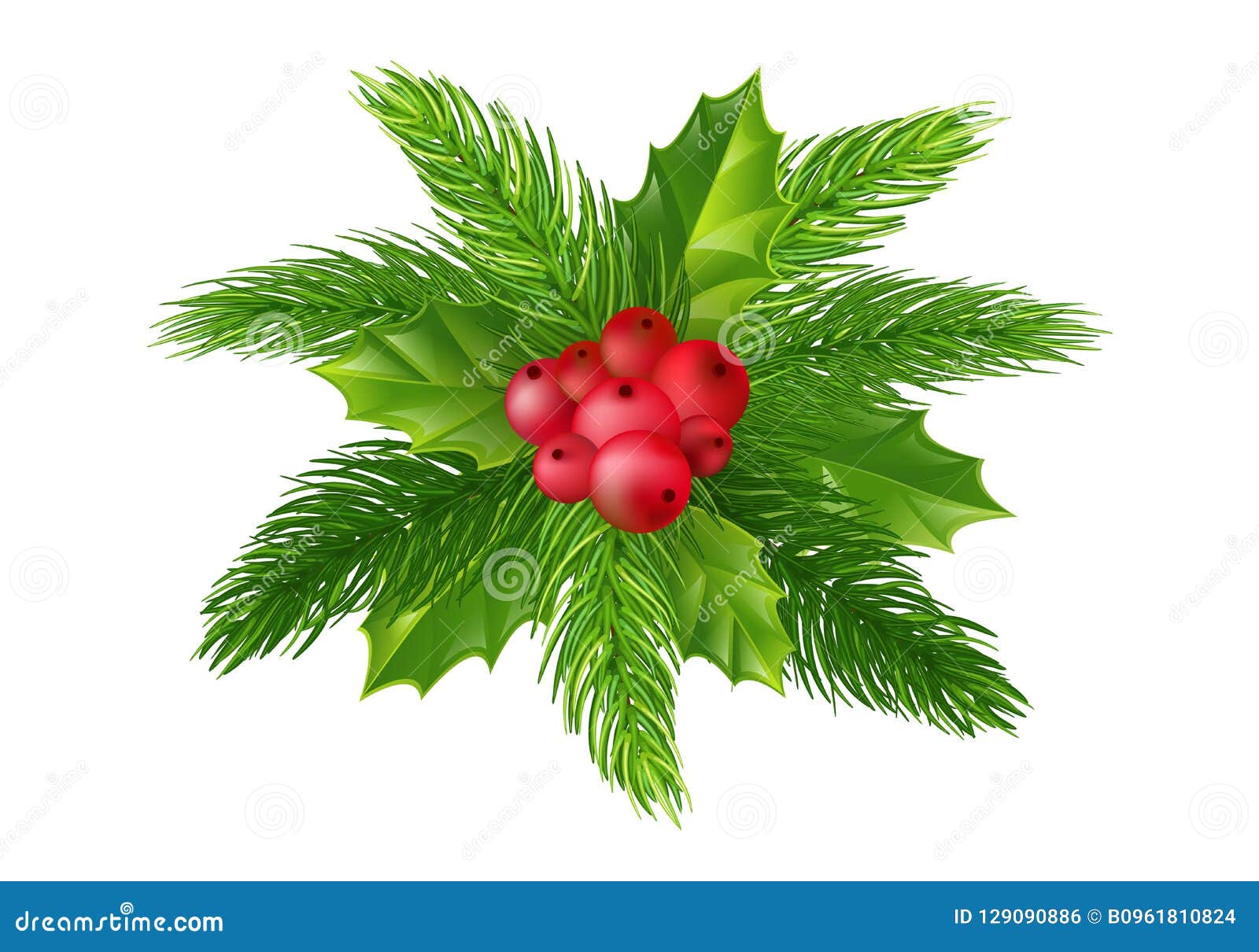 Christmas Decoration Holly Leaf Wreath Red Berries Christmas Tree