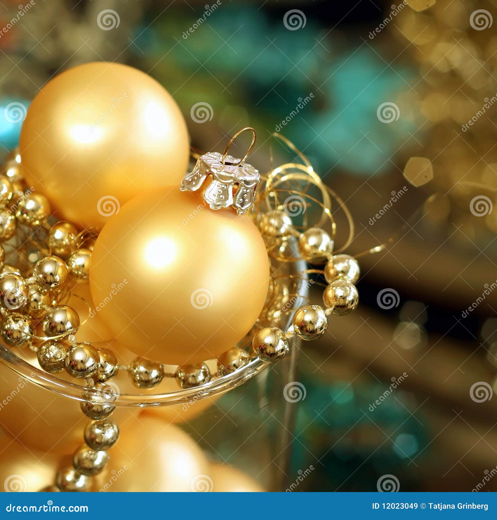 Christmas yellow balls stock image. Image of celebration 12023049