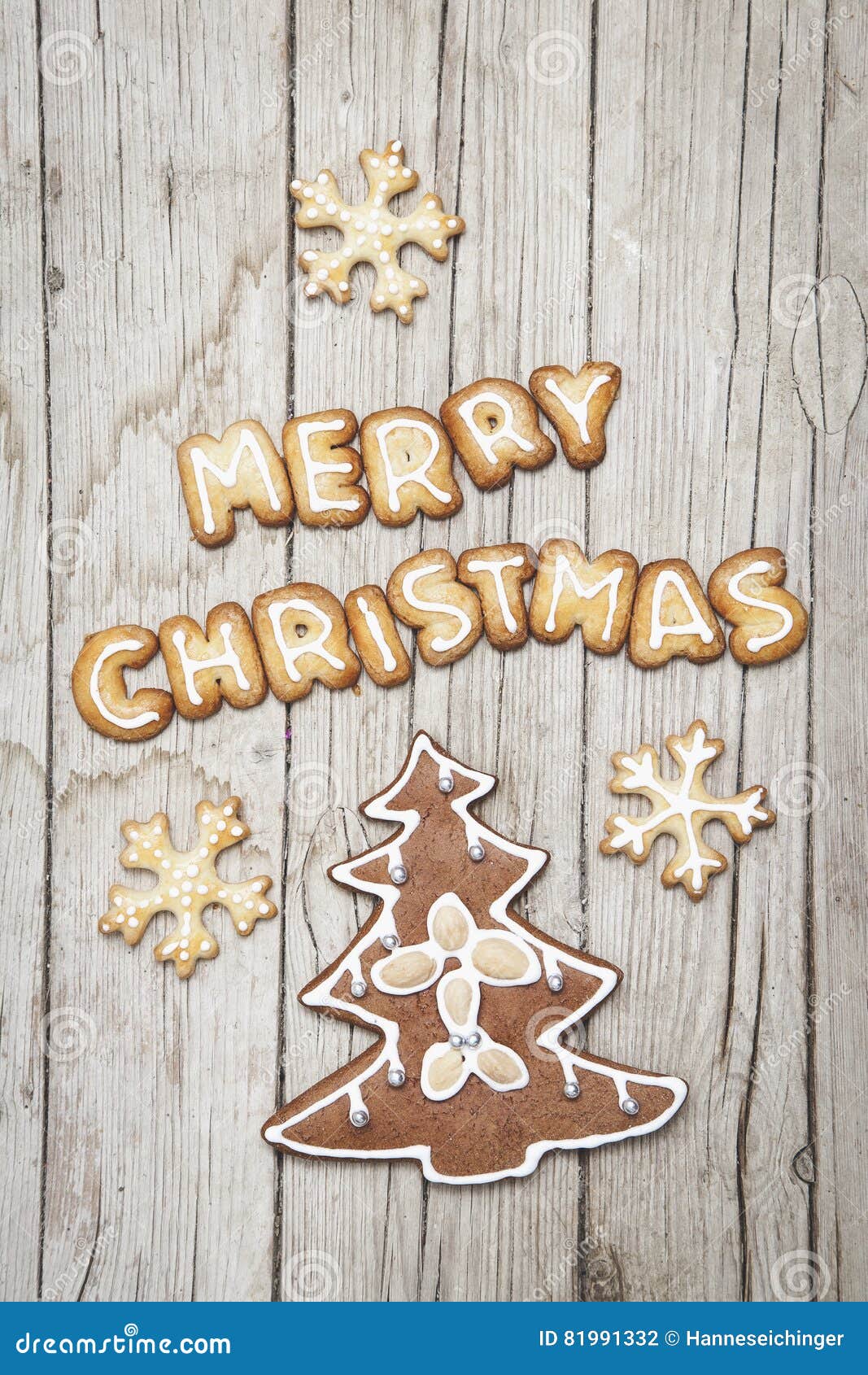 Christmassy Grey Wood Background With Gingerbread And Merry Christma`s ...