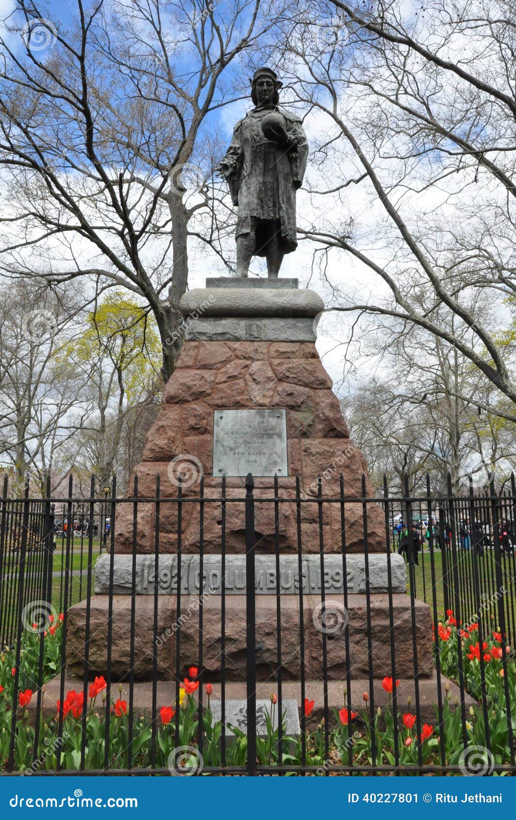 Christopher Columbus Statue in New Haven, Connecticut Stock Image