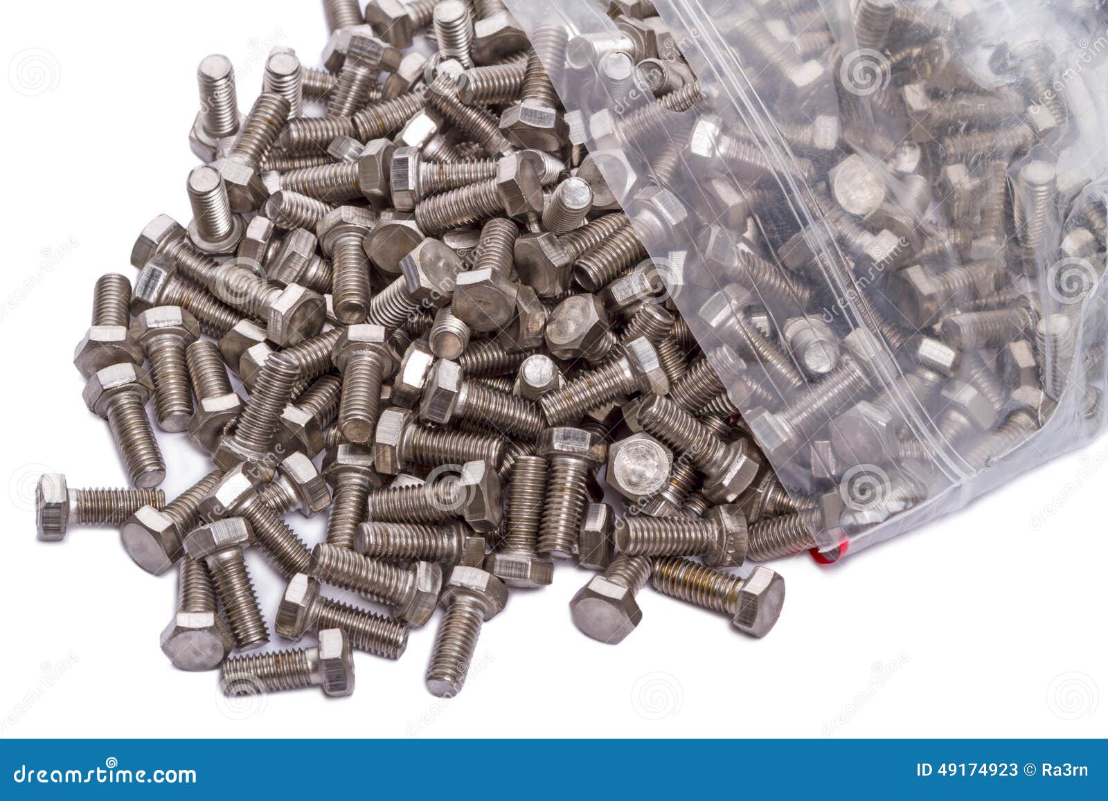 Chrome Bolts in a Plastic Bag Stock Image Image of tool, metal 49174923