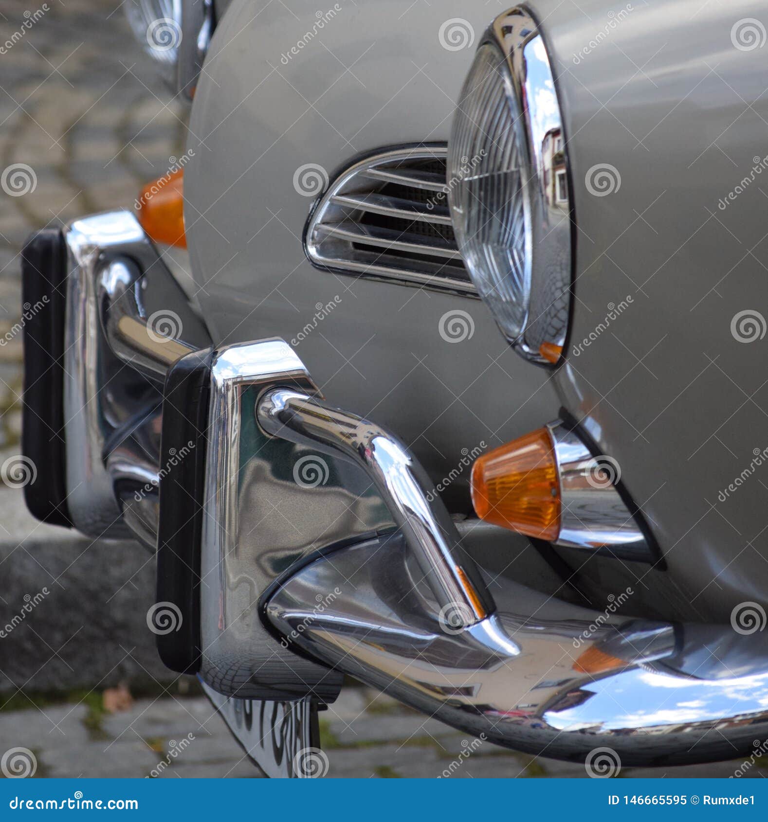 Chrome Bumper on a Vintage Car Stock Image Image of polished, timer