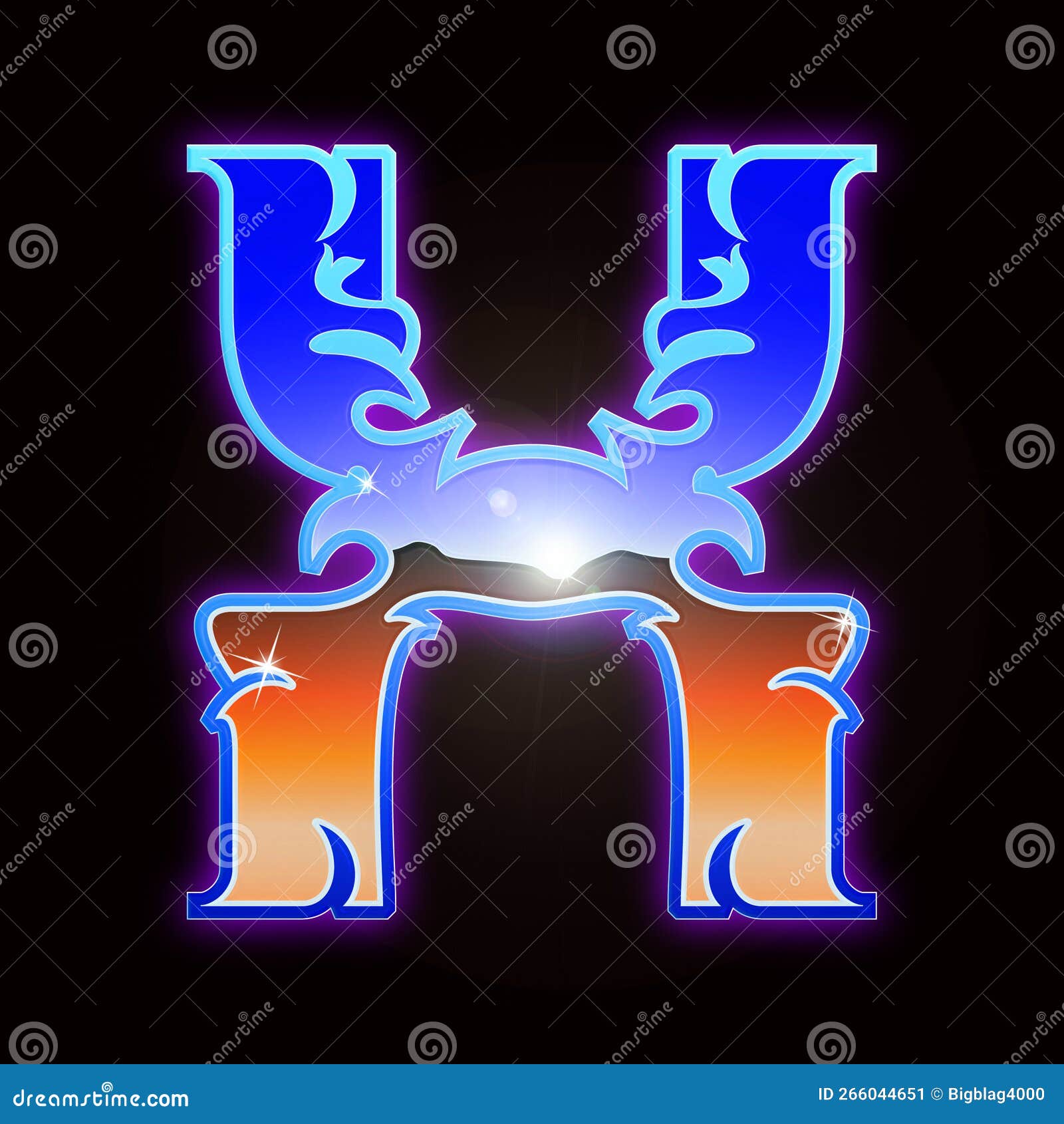 Chrome Decorative Font.Custom Letter on Black Background. Stock Image