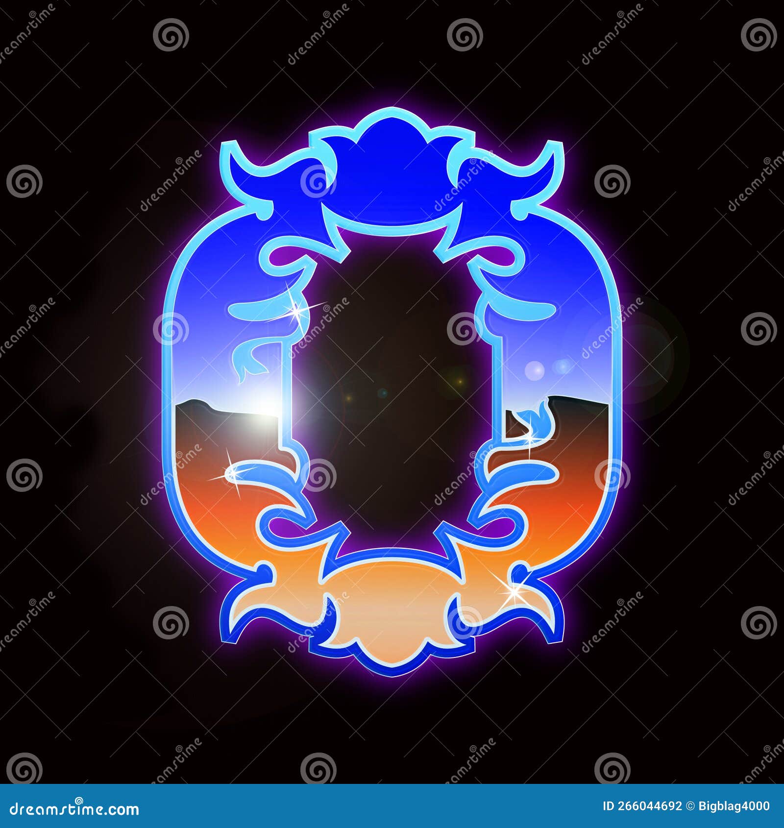 Chrome Decorative Font.Custom Letter on Black Background. Stock Photo