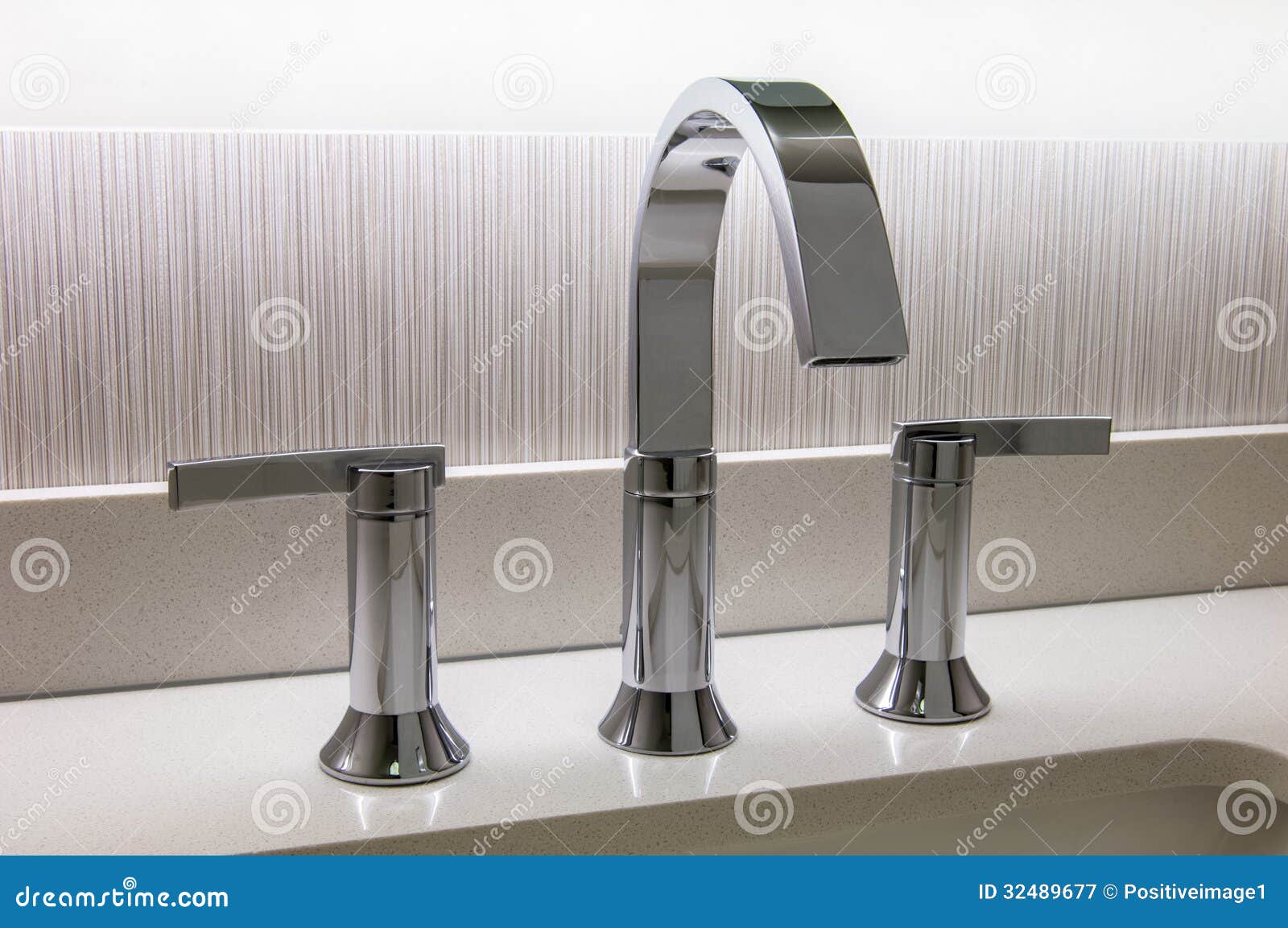 Chrome Designer Faucet stock image. Image of hands, metal 32489677