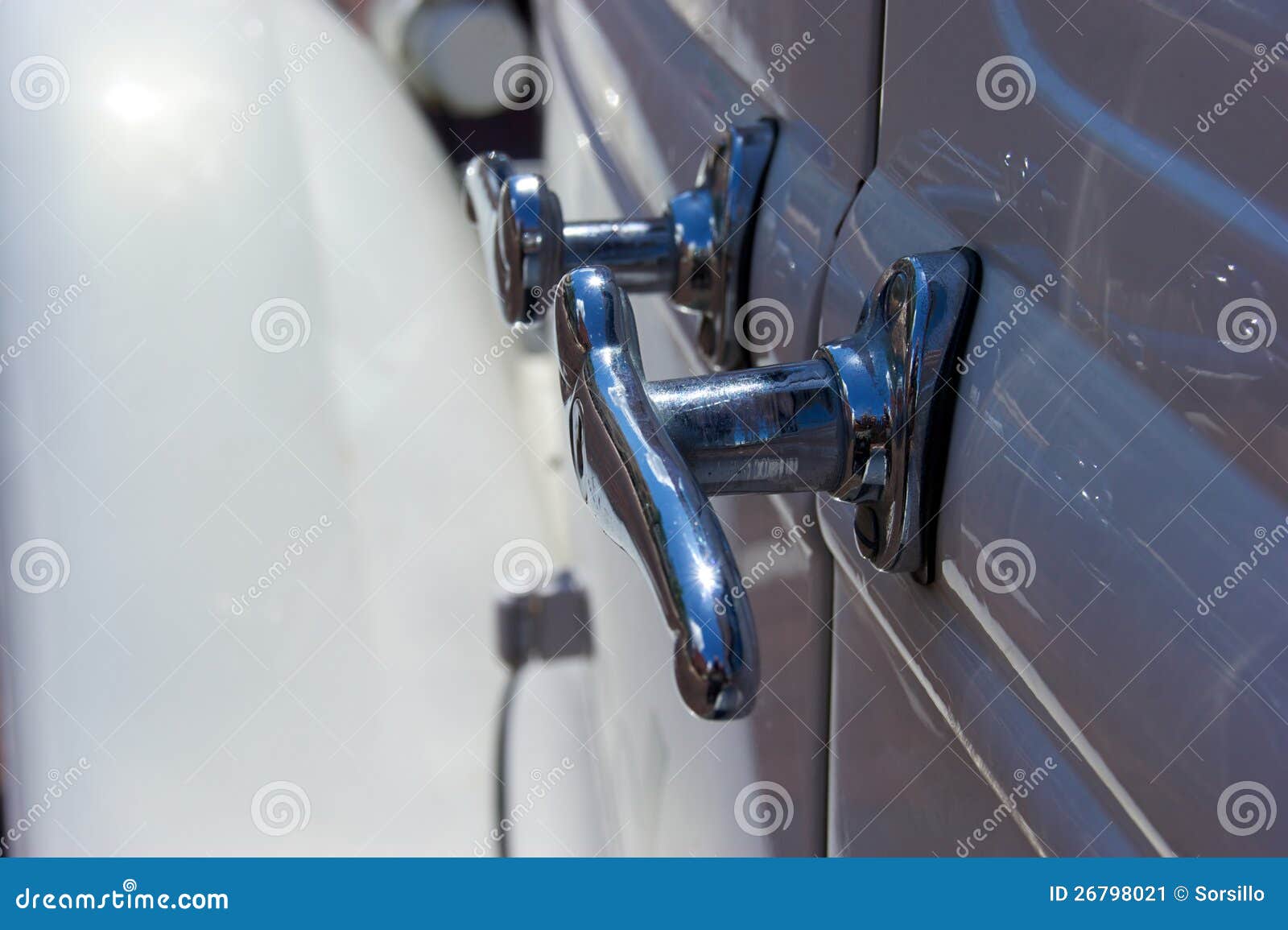 Chrome Door Handles on Antique Auto Stock Image Image of shiny, auto