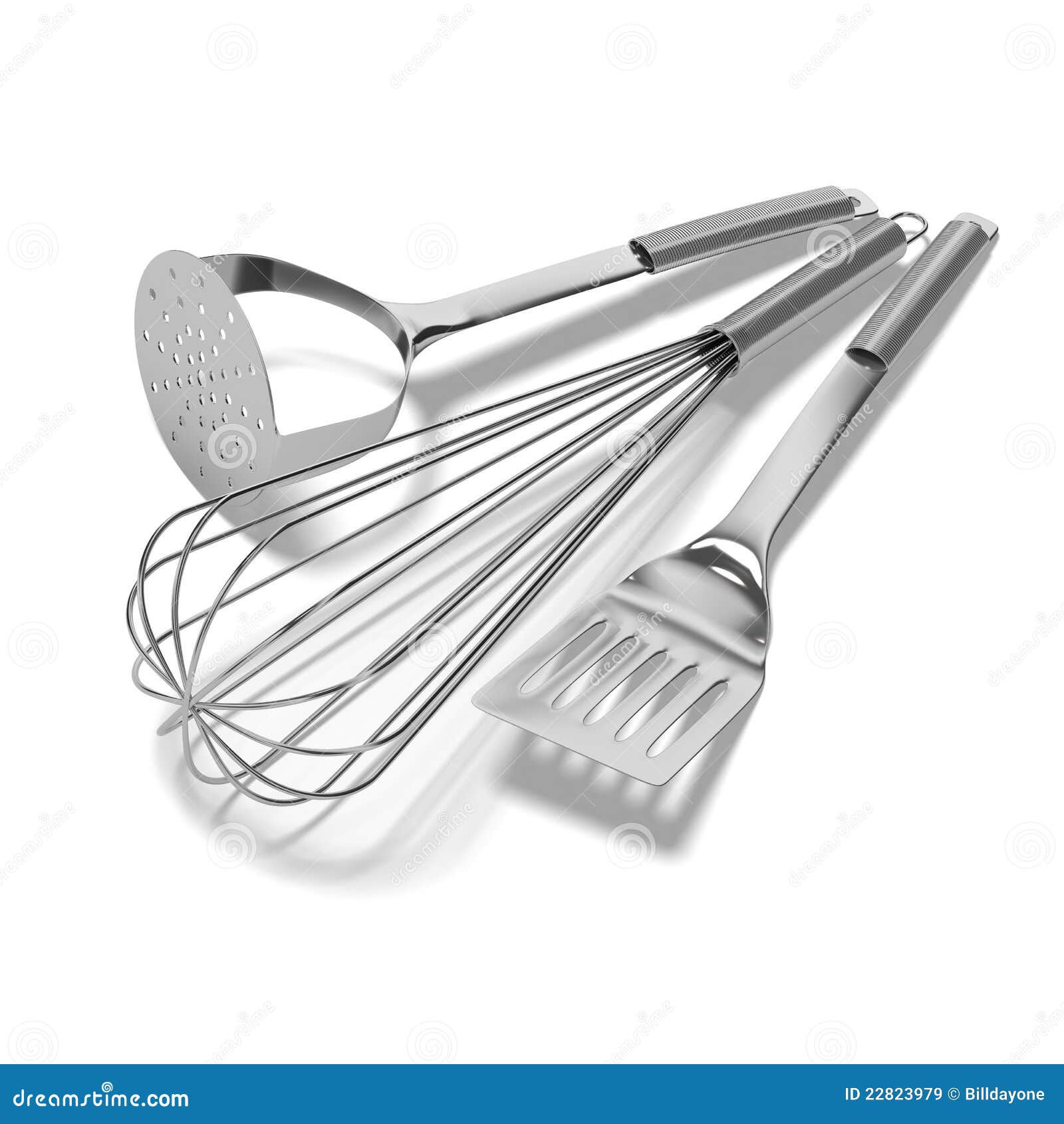Chrome Kitchen Utensils On White Background Royalty Free Stock Images