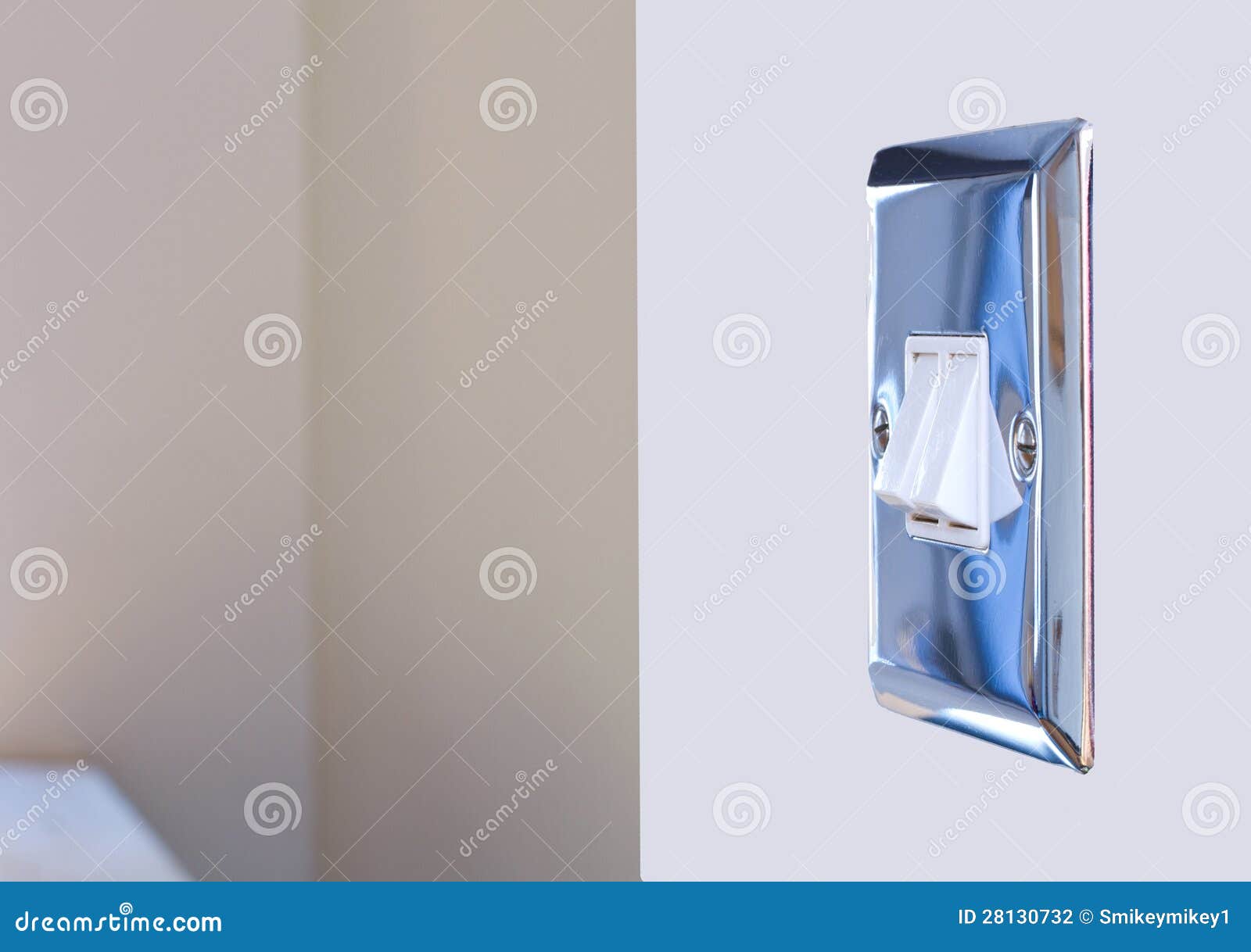 Chrome Light Switch in a Modern Kitchen Stock Illustration