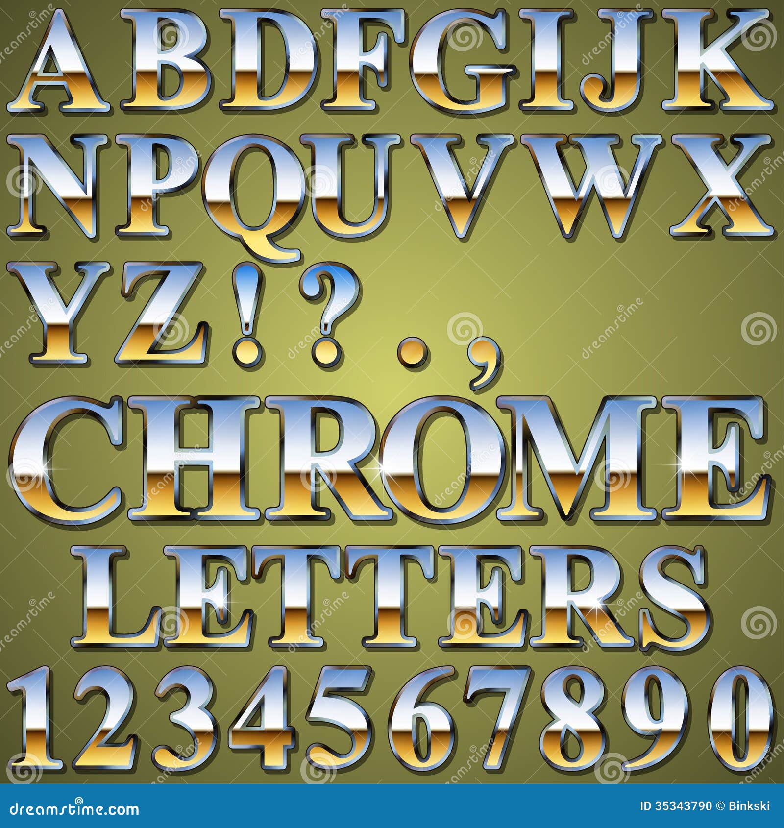 Terugbetaling Bitterheid moreel Chrome Metal Letters stock vector. Illustration of vector - 35343790