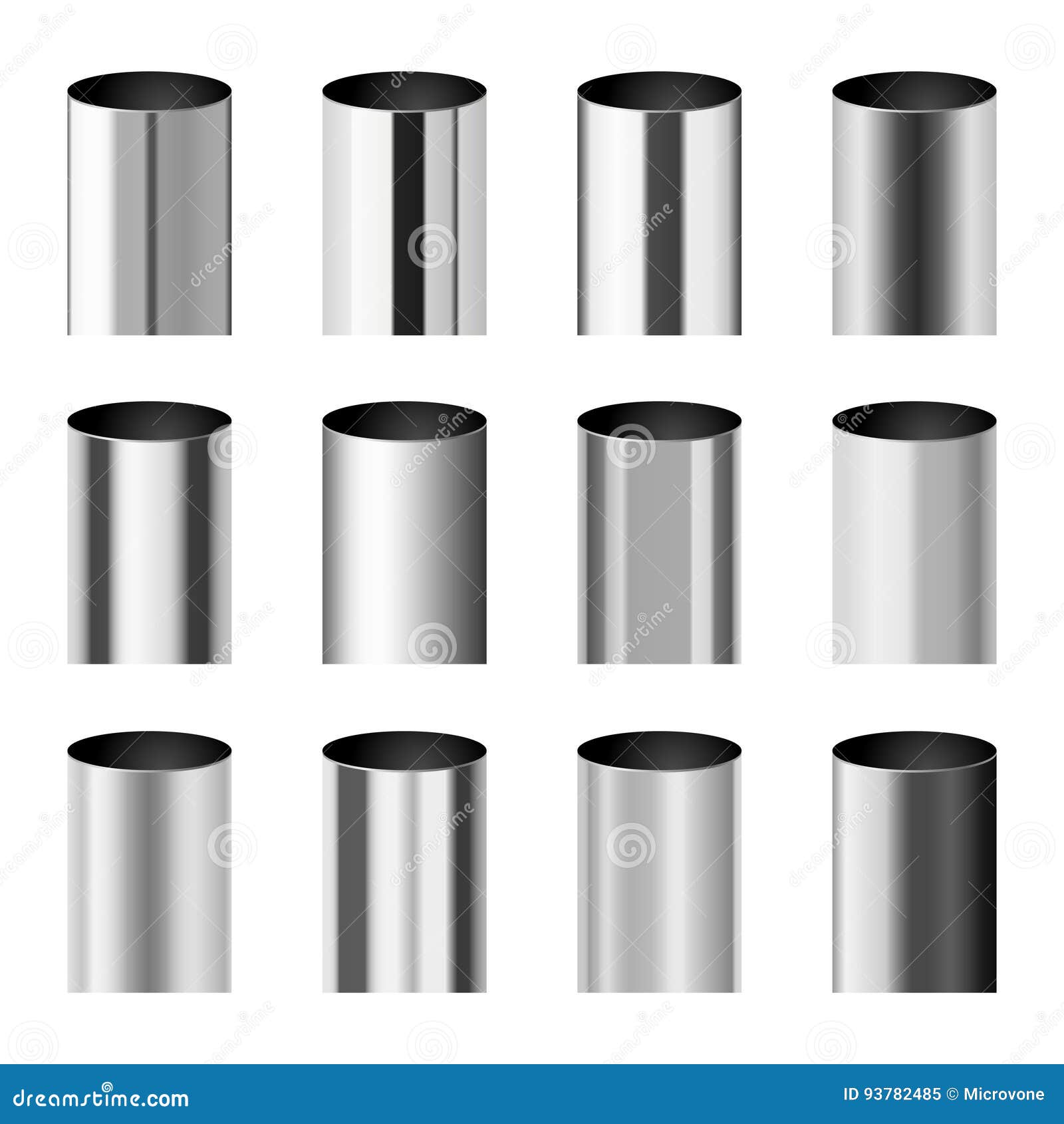 chrome metal polished gradients corresponding to cylinder pipe  set