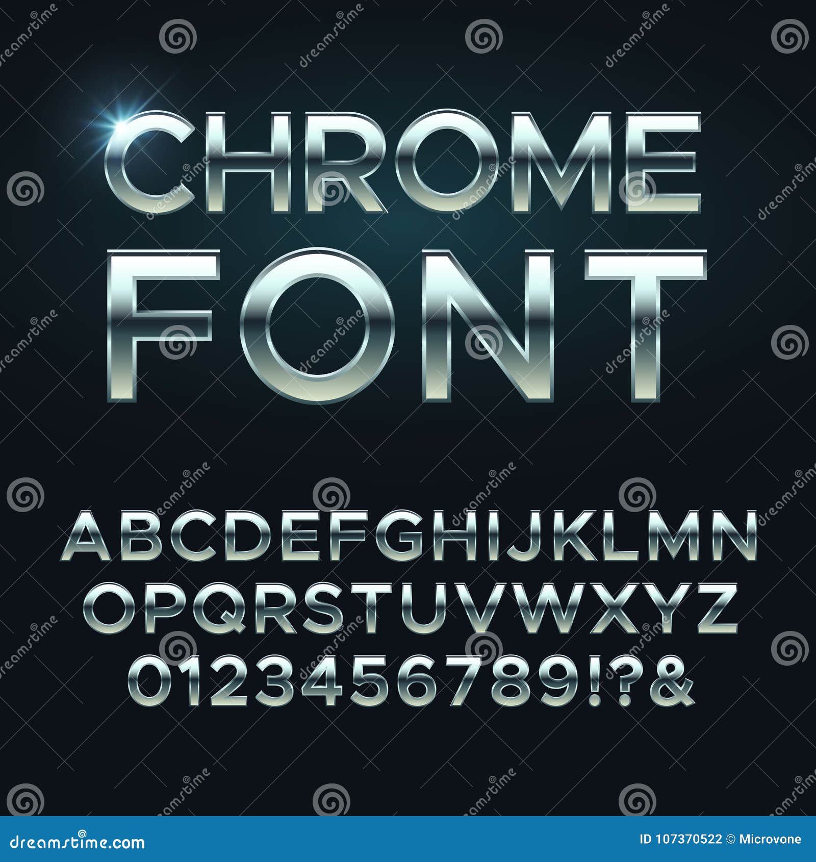 chrome metal  font. steel metallic alphabet letters