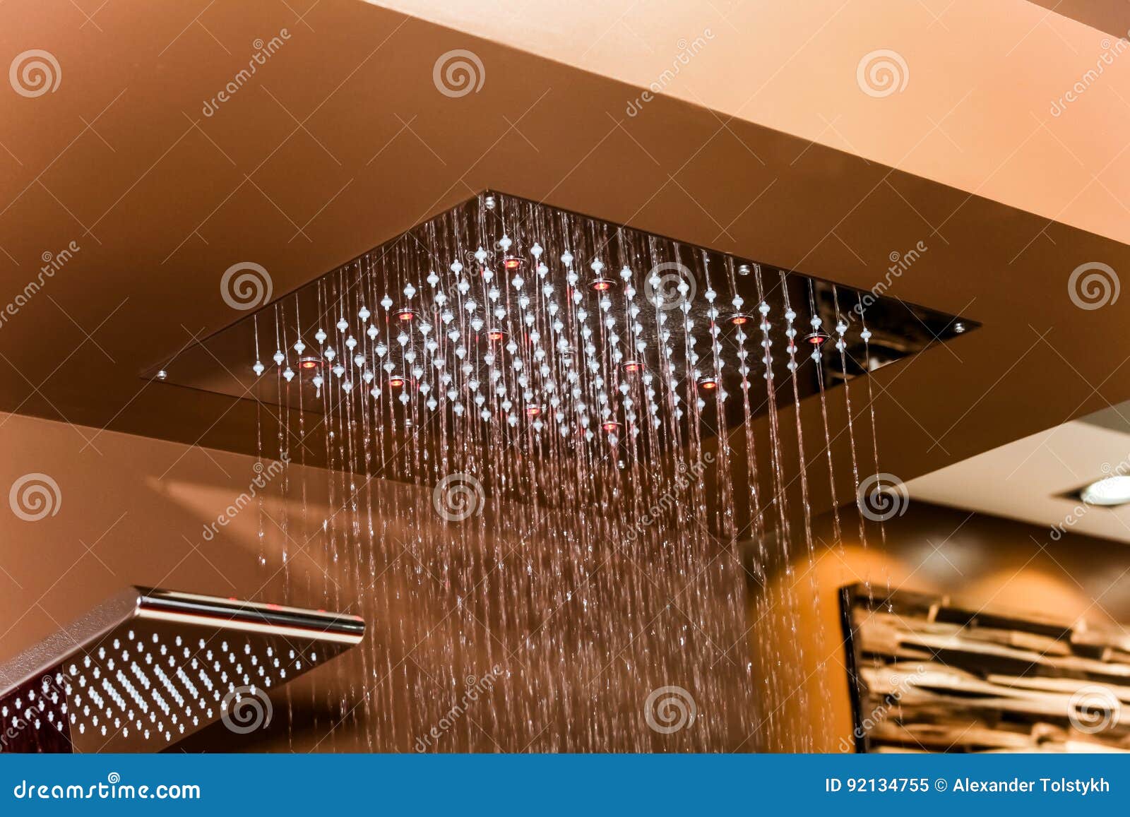 Chrome Shower Head with Water Drops Stock Image Image of abstract