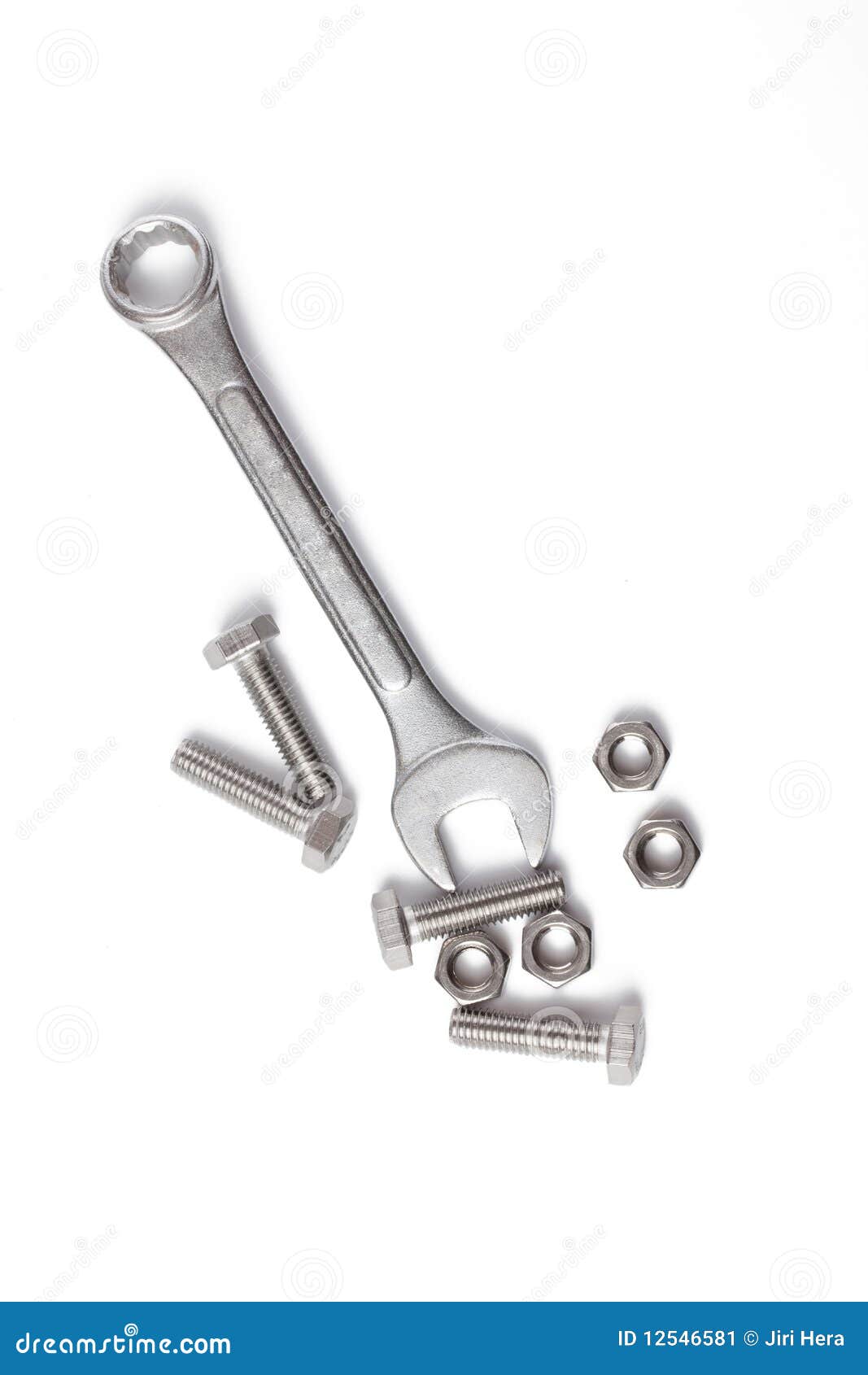 Chrome Spanner With Nuts And Bolts Stock Image Image of service, construction 12546581