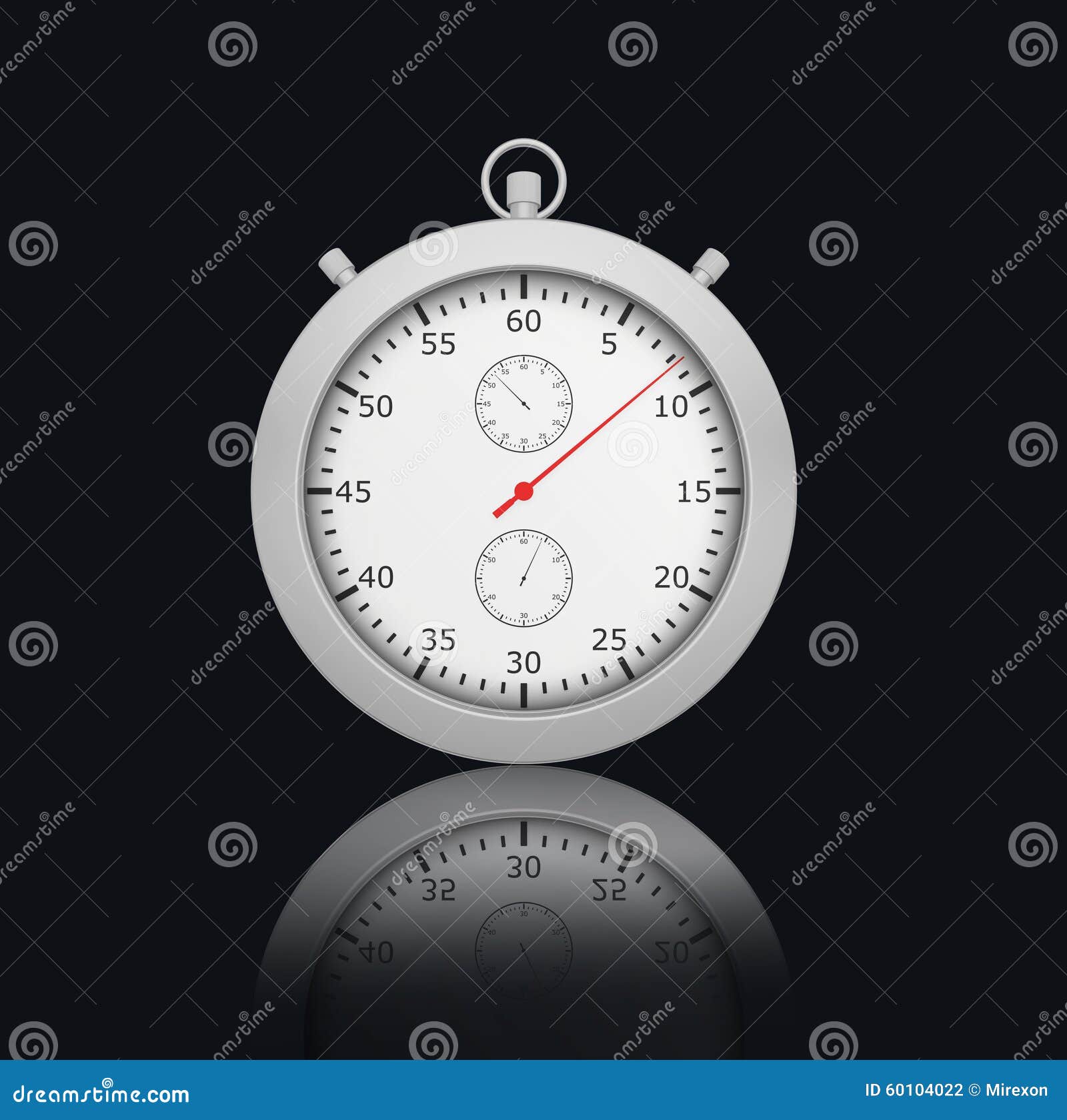Chrome Stopwatch on Black Background with Stock Illustration