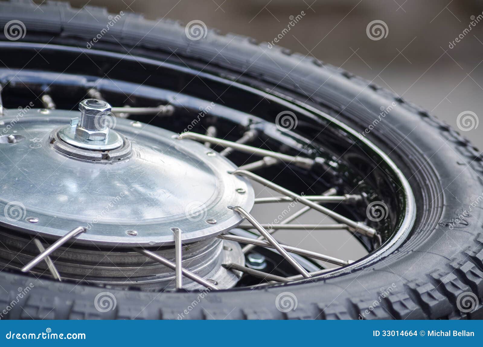 chrome tire of vintage motobike