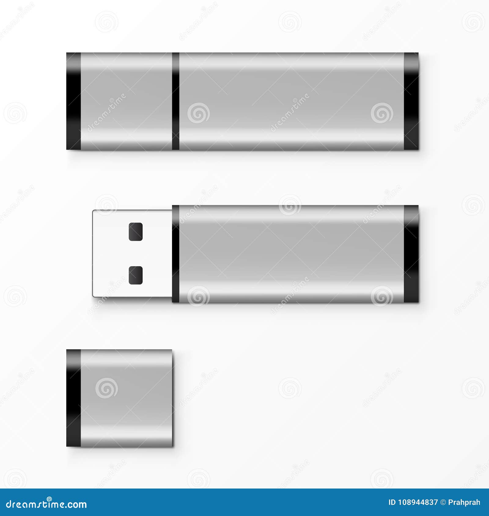 Chrome USB Flash Drive for Advertising, and Corporate Identity Vector Illustration of chrome, equipment: 108944837