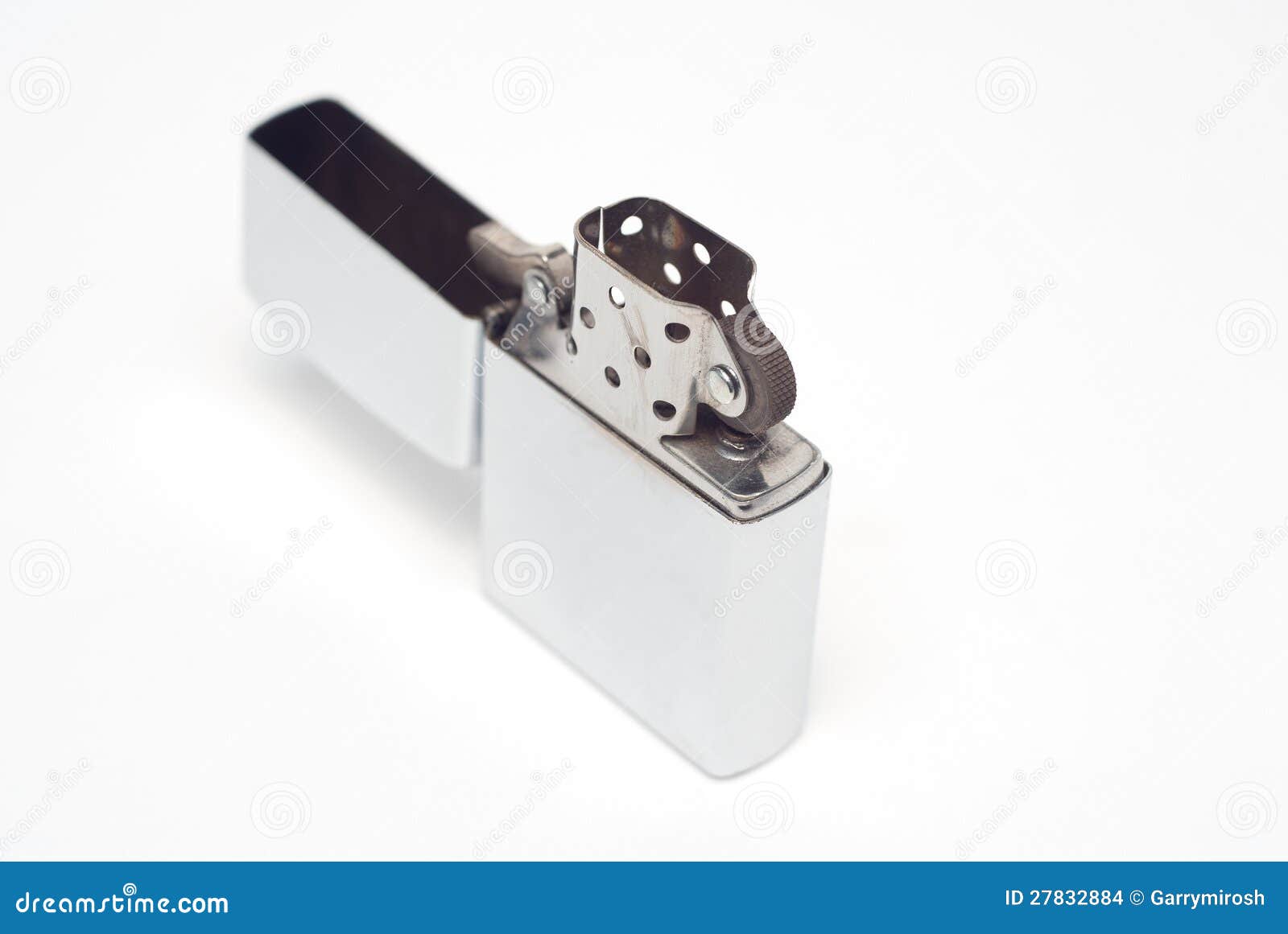 Chrome Zippo Lighter Close Up, Isolated on White Stock Photo Image of
