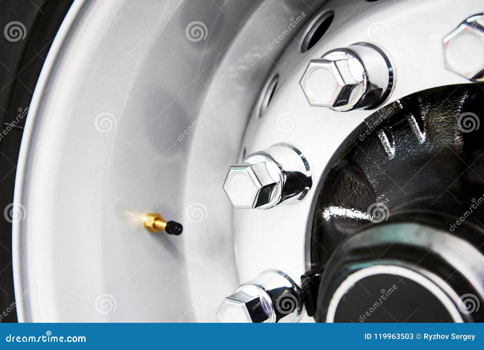 Chromed Bolts and Nuts of Wheel of Truck Stock Image Image of wheels