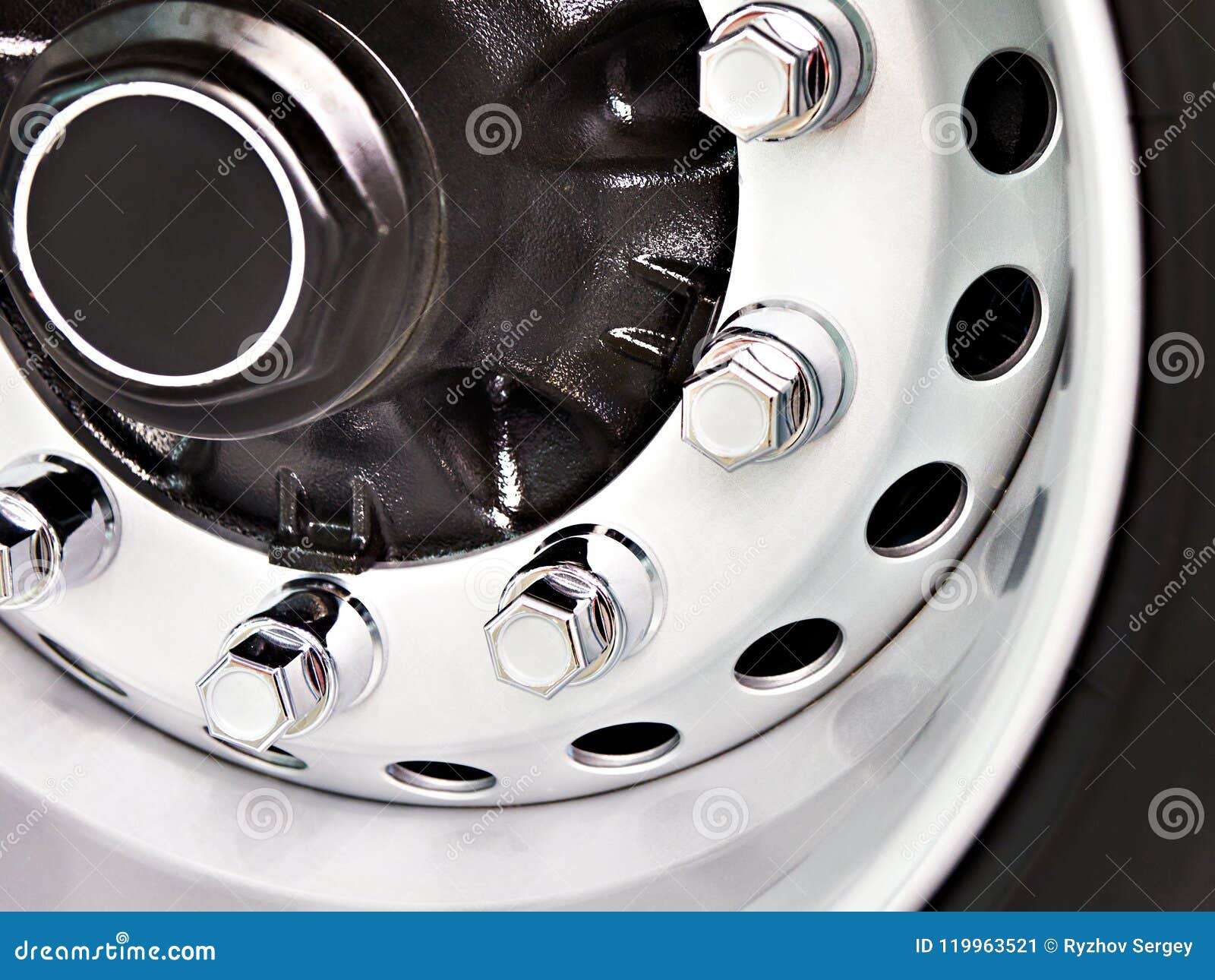 Chromed Bolts and Nuts of Wheel of Truck Stock Image Image of chrome