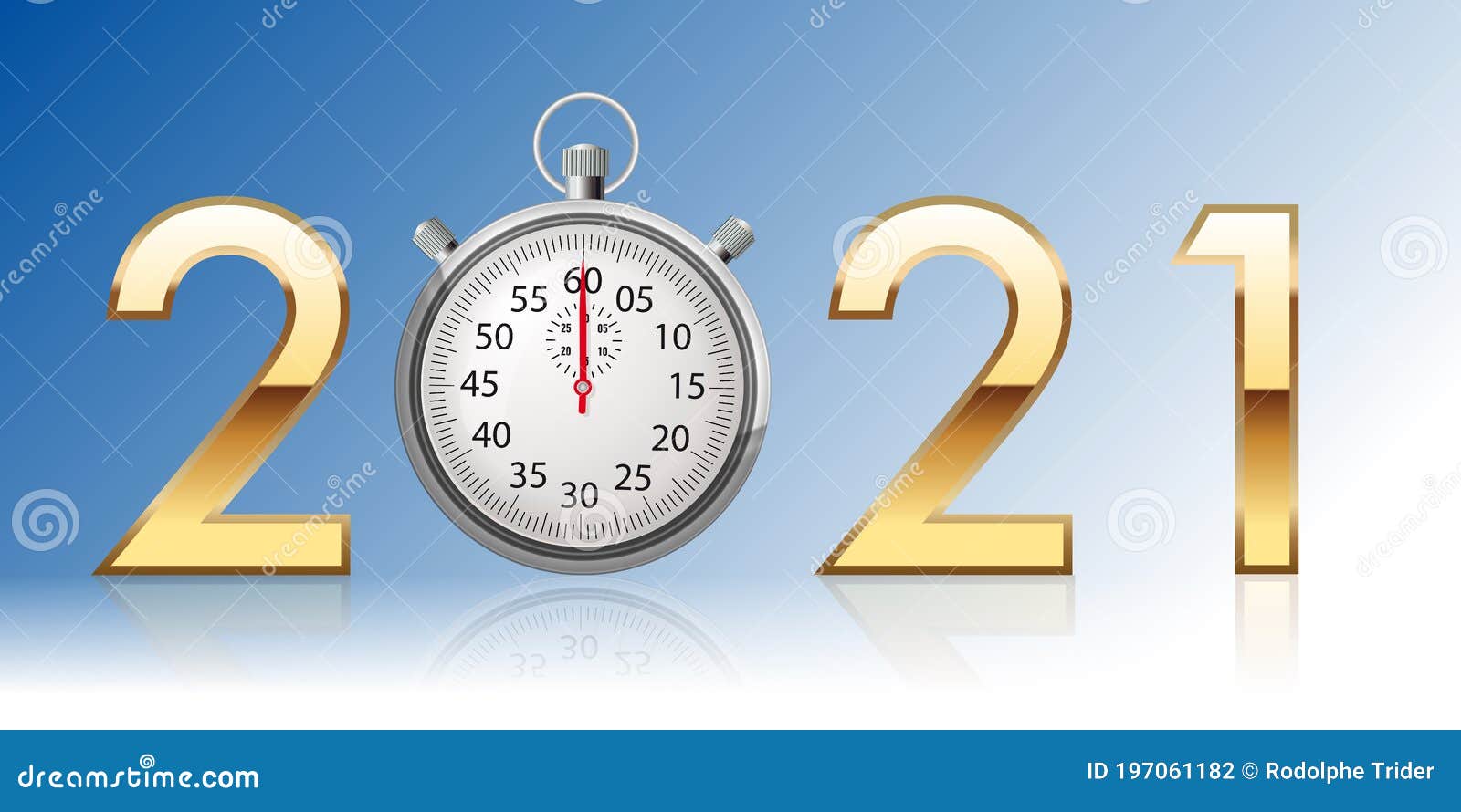 2021sur le thÃÂ¨me du temps qui passe avec ÃÂ©crit en chiffre dorÃÂ© avec un chronomÃÂ¨tre ÃÂ  la place du zÃÂ©ro.