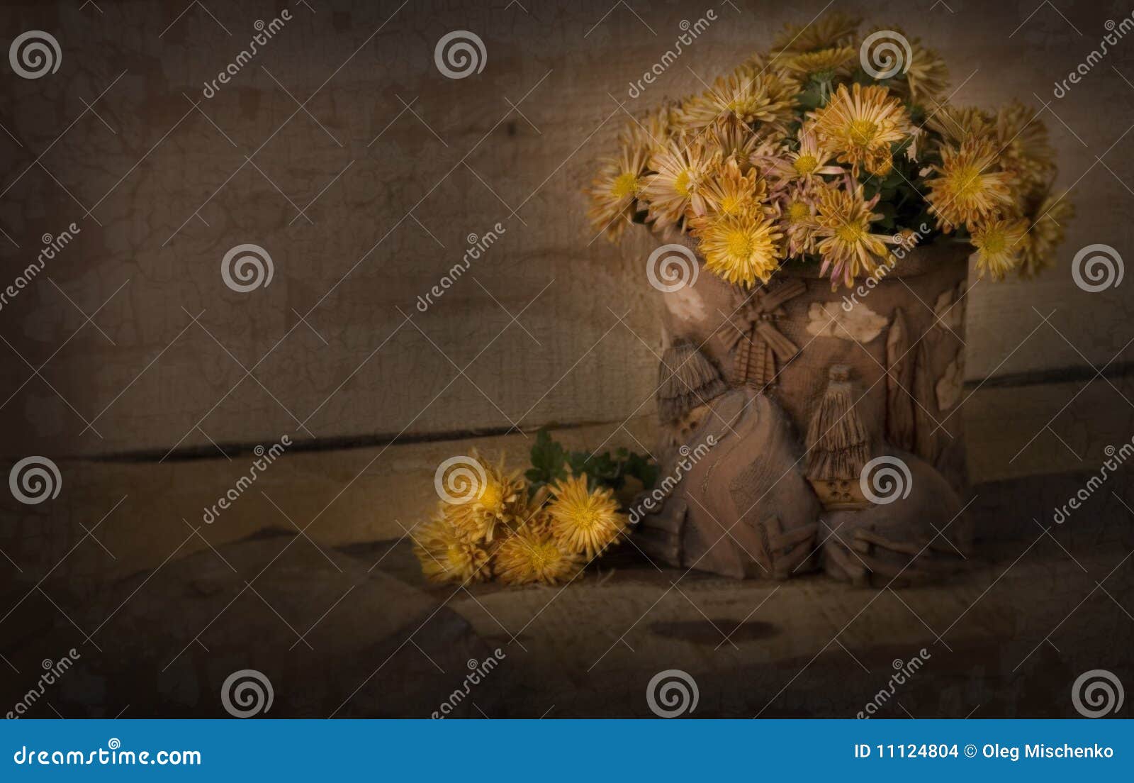 Chrysanthemums In Pottery Vase Stock Photo Image of pottery, country