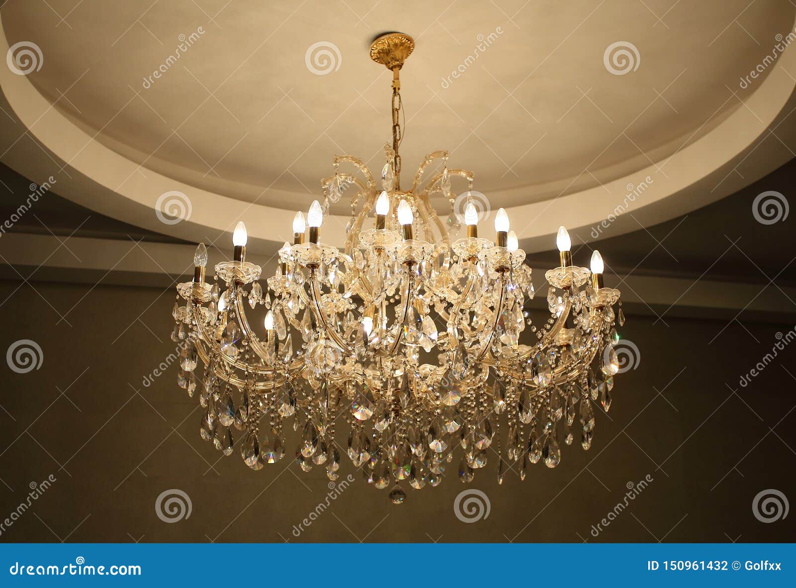 A Chrystal Chandelier Hang from Ceiling Stock Photo Image of glamour