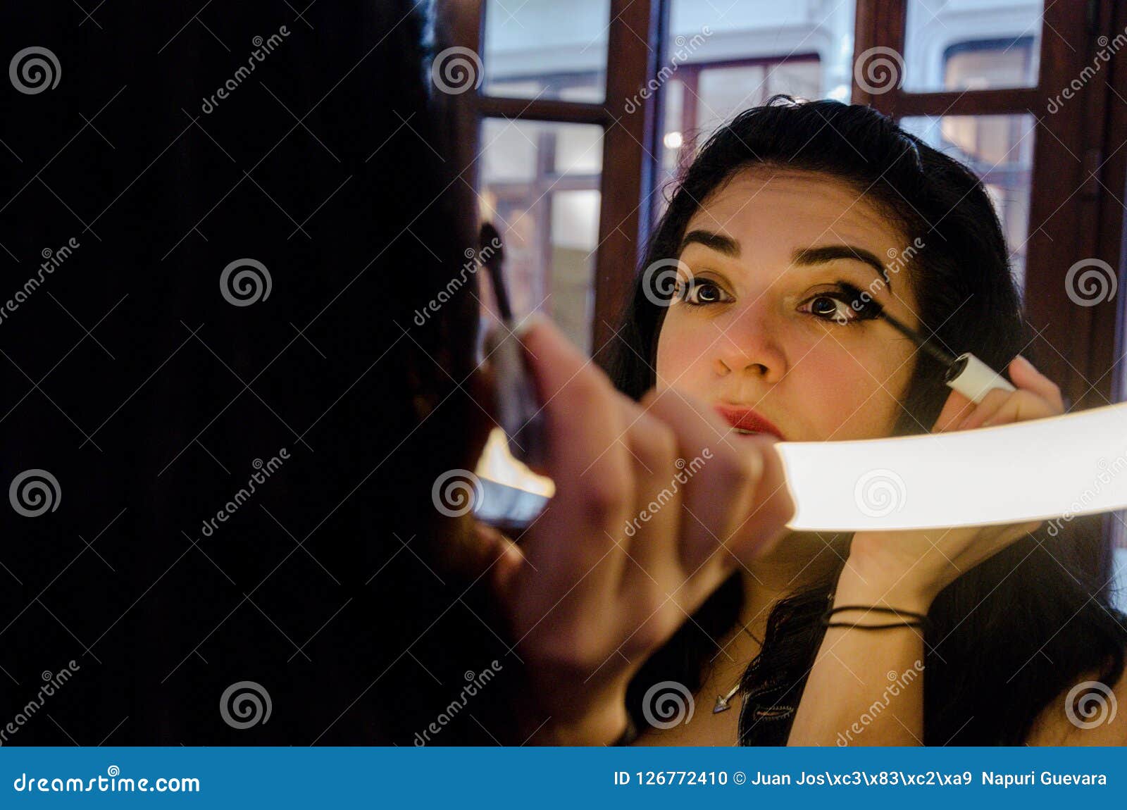 Chubby Woman Putting On Some Makeup Stock Photo Image Of Chubby