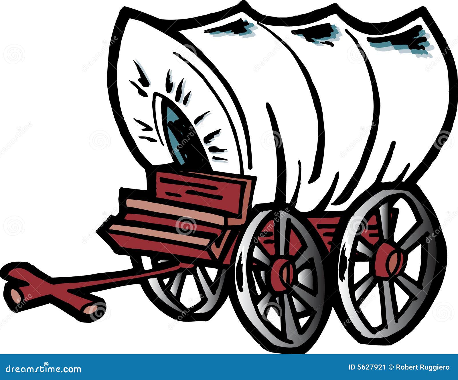 Chuck Wagon. Popular Covered Wagon. Perspective View. Cartoon Vector