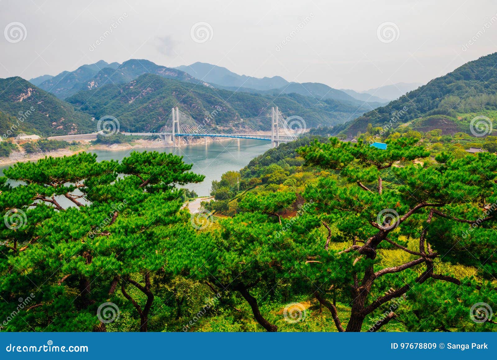 Chungju Lake and Mountains, Bridge in Jecheon, Korea Stock Image Image of korea, architecture