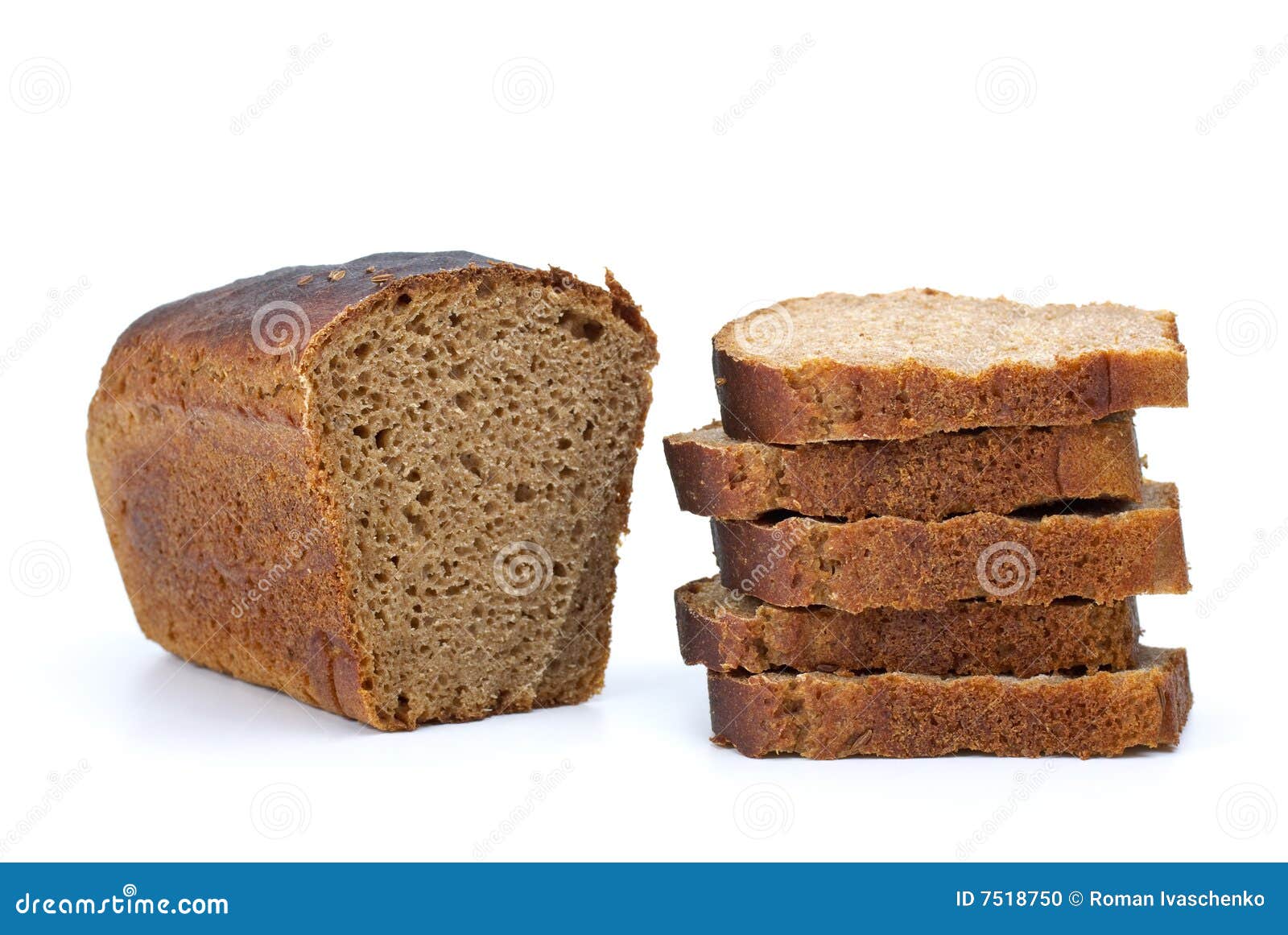 Chunk of Rye Bread with Anise and Some Slices Stock Photo Image of