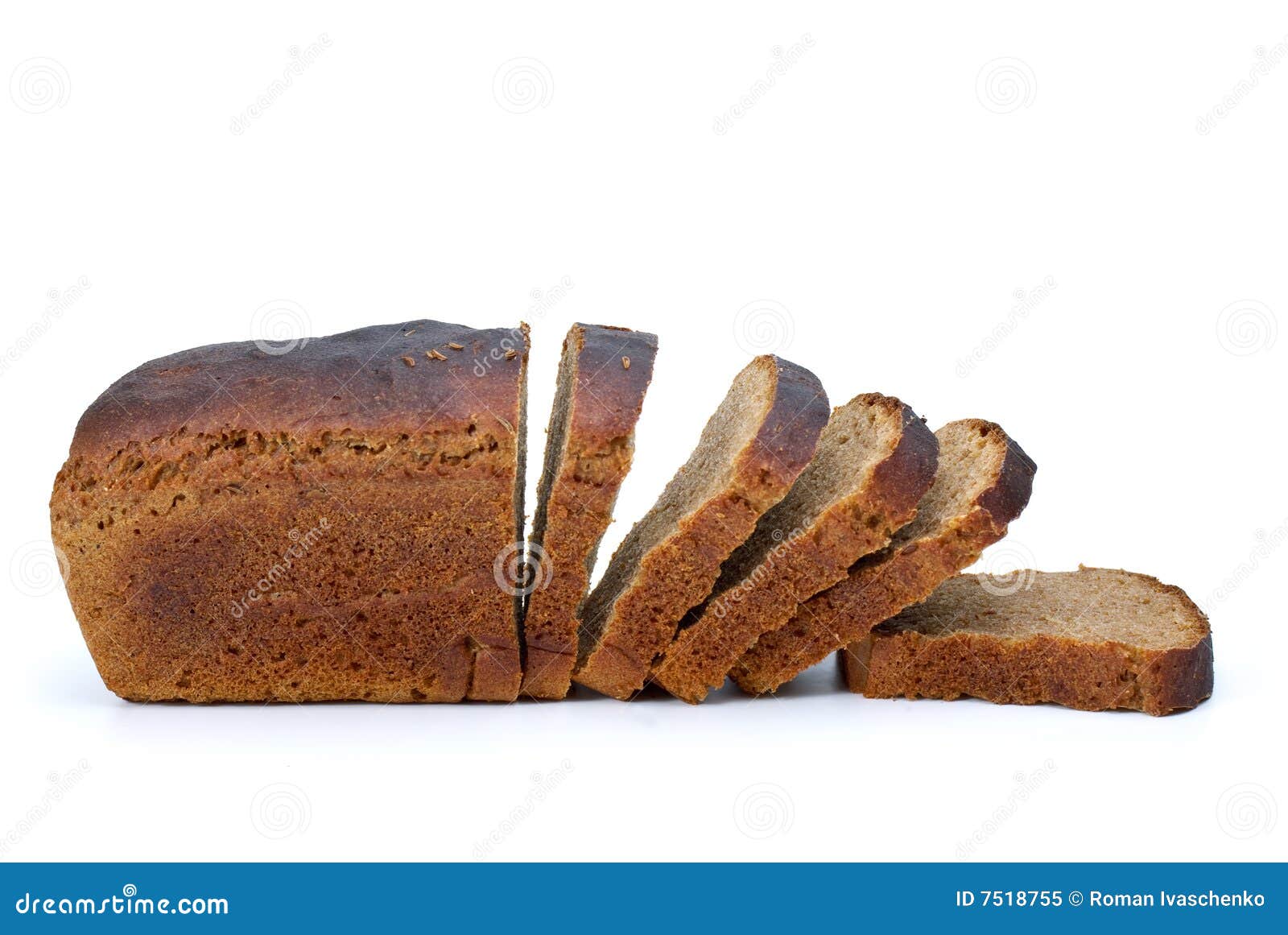 Chunk of Rye Bread with Anise and Some Slices Stock Image Image of