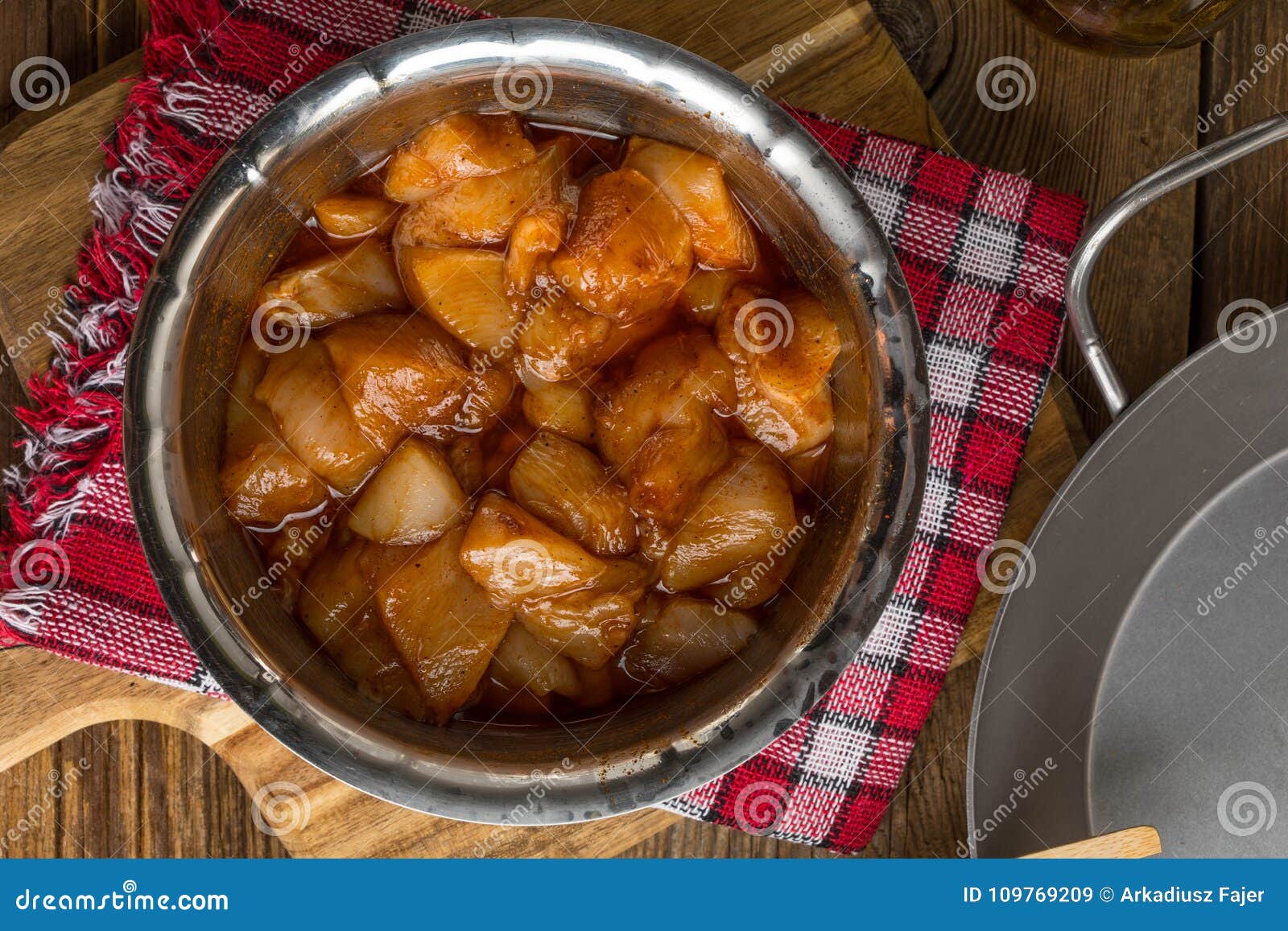 Chunks of Chicken in Marinade. Stock Image Image of uncooked, chicken